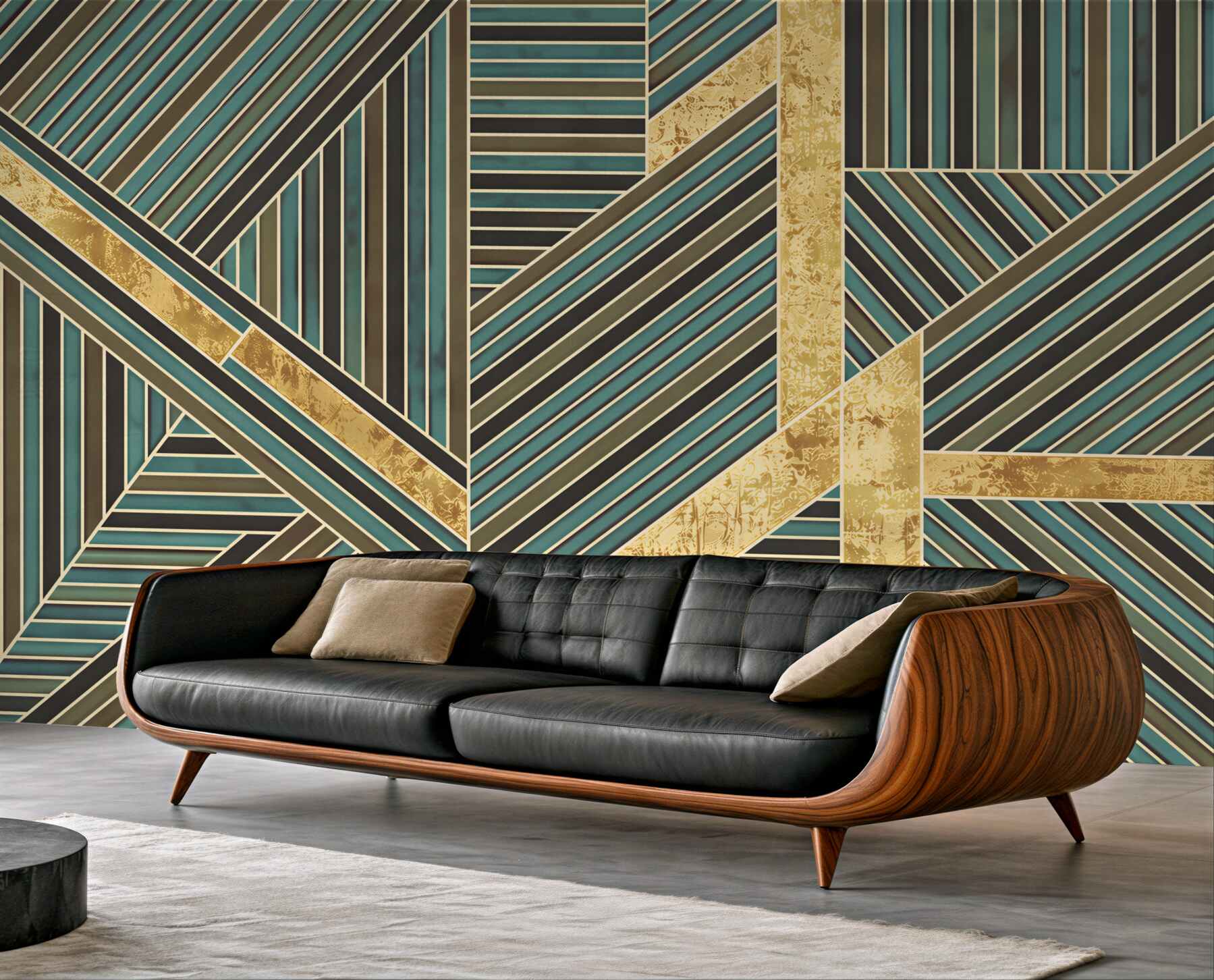 Fototapeta geometryczny wzór art deco turkusowo-złoty elegancki
