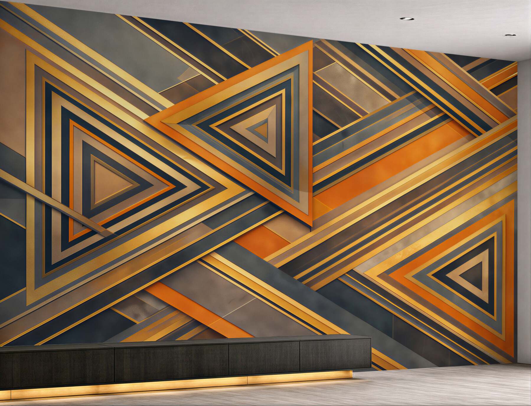 Fototapeta abstrakcyjne trójkąty złoto grafitowe w stylu art deco