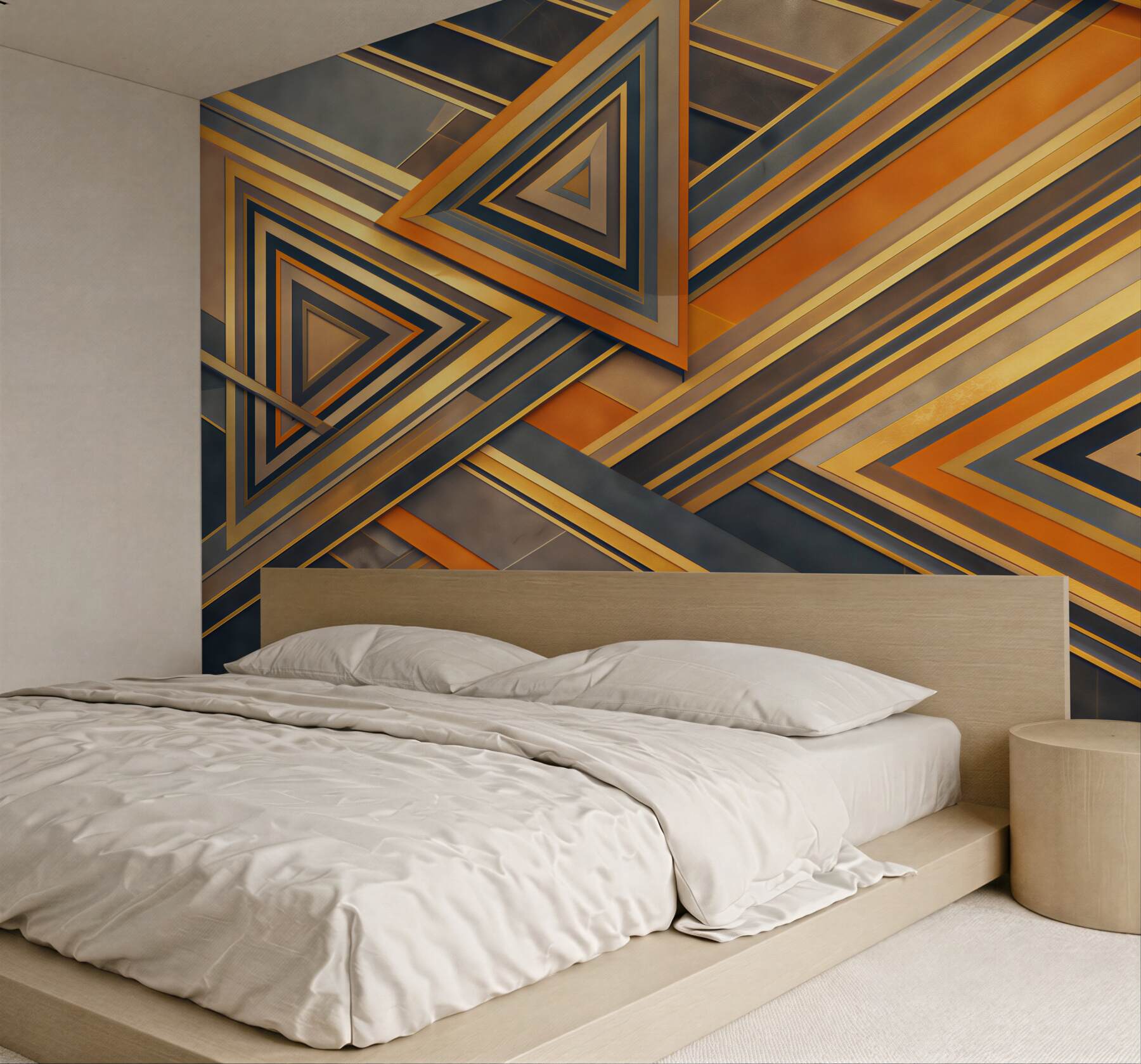 Fototapeta abstrakcyjne trójkąty złoto grafitowe w stylu art deco