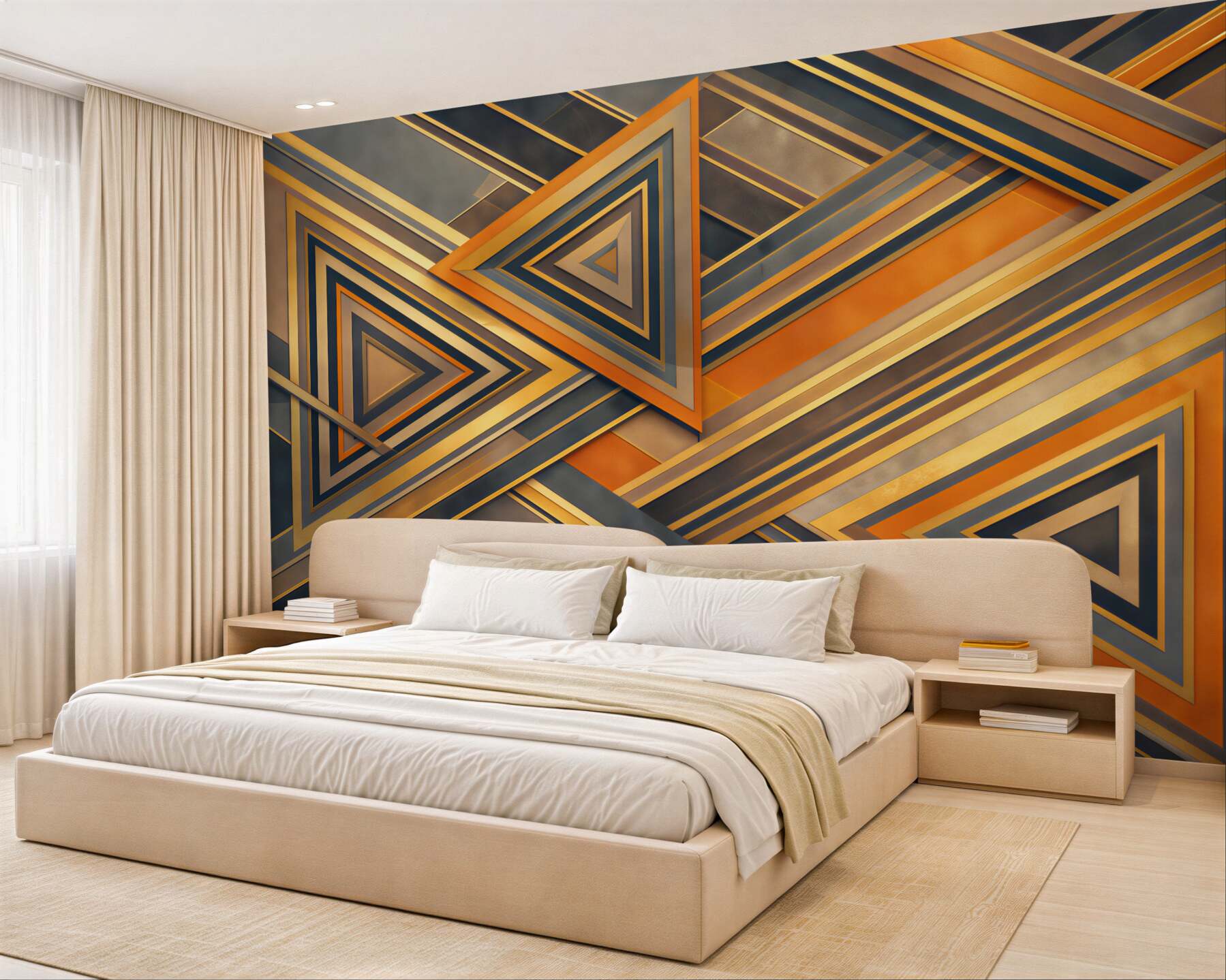 Fototapeta abstrakcyjne trójkąty złoto grafitowe w stylu art deco