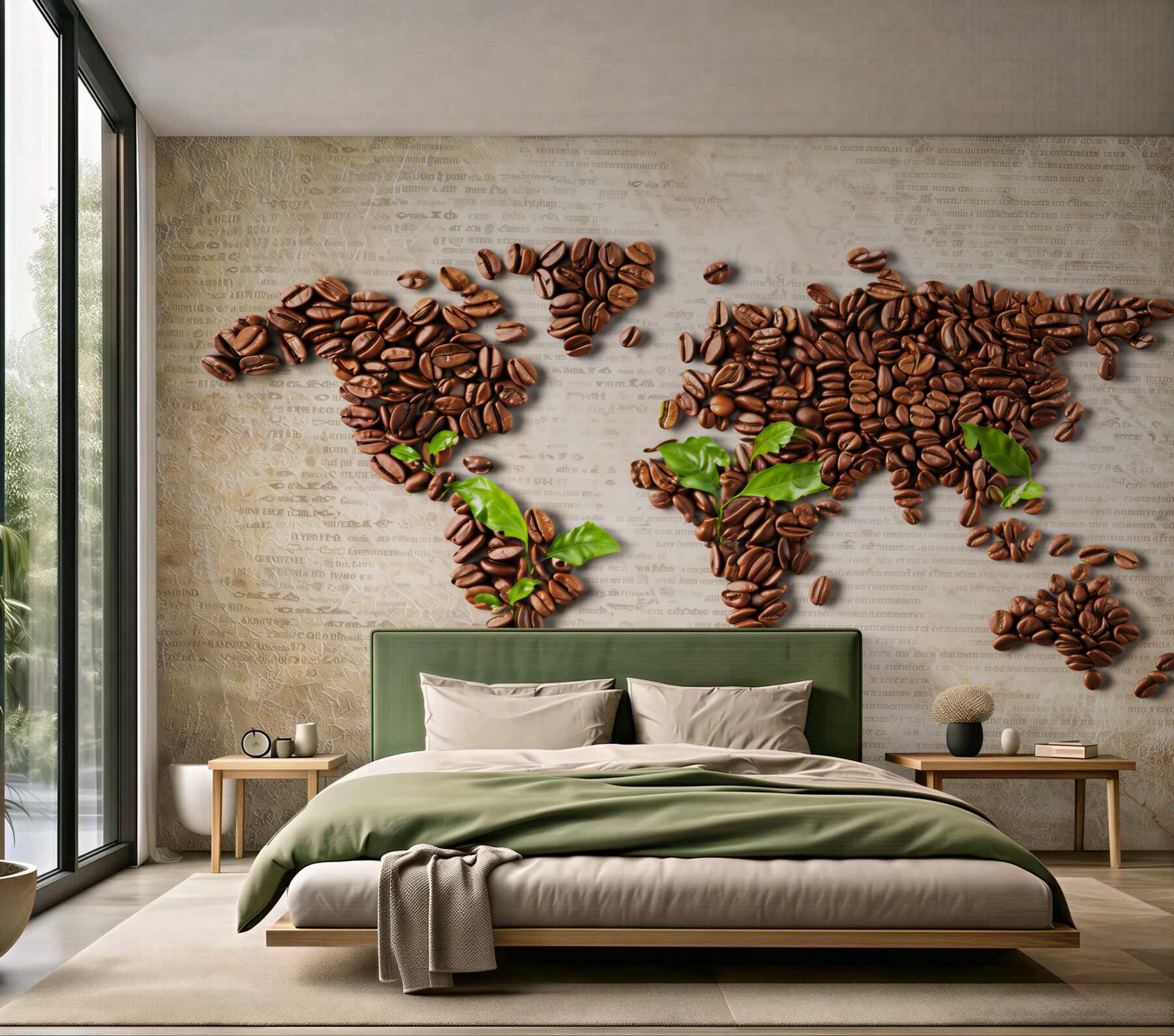 Fototapeta mapa świata z ziaren kawy do kawiarni i kuchni
