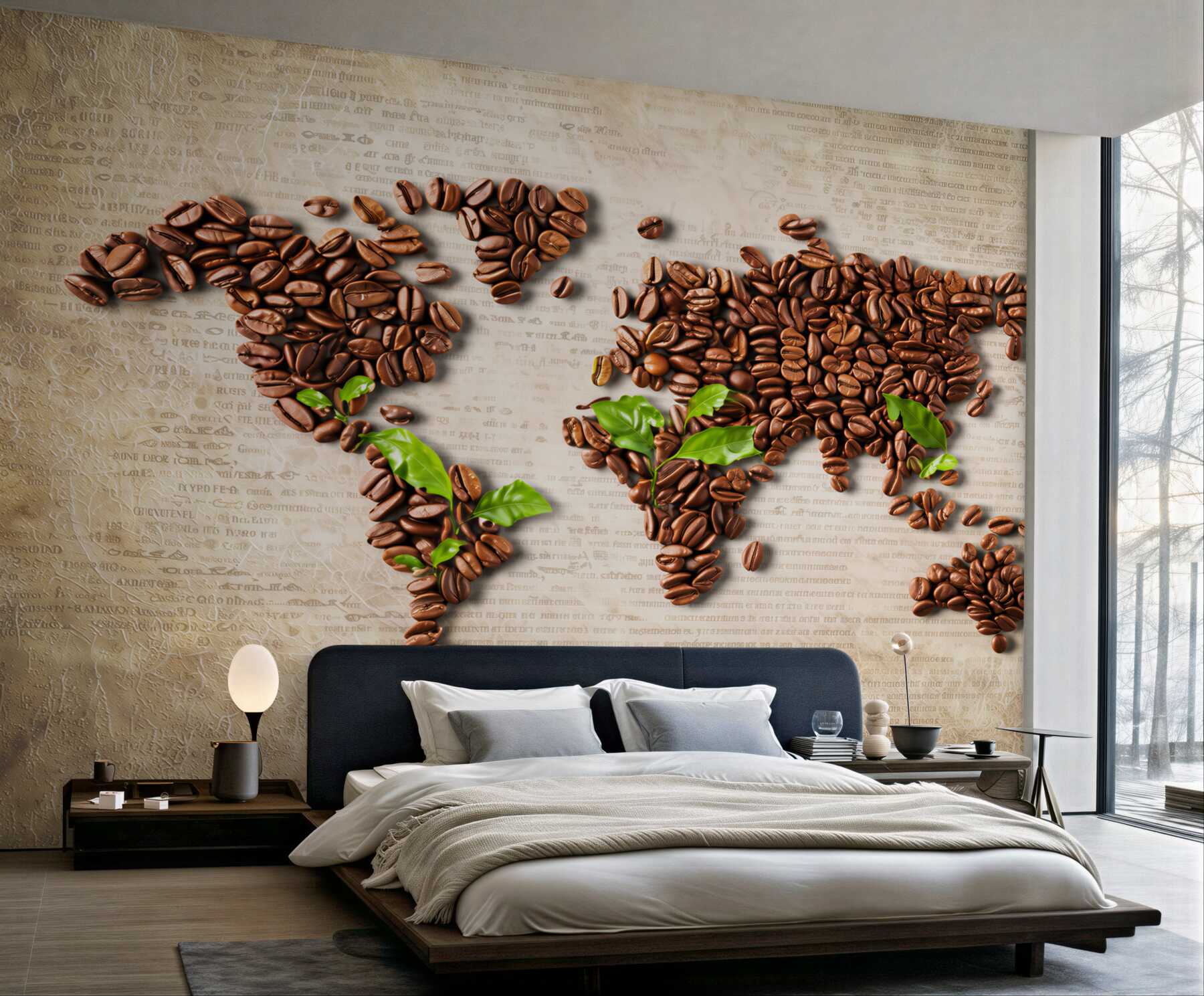 Fototapeta mapa świata z ziaren kawy do kawiarni i kuchni