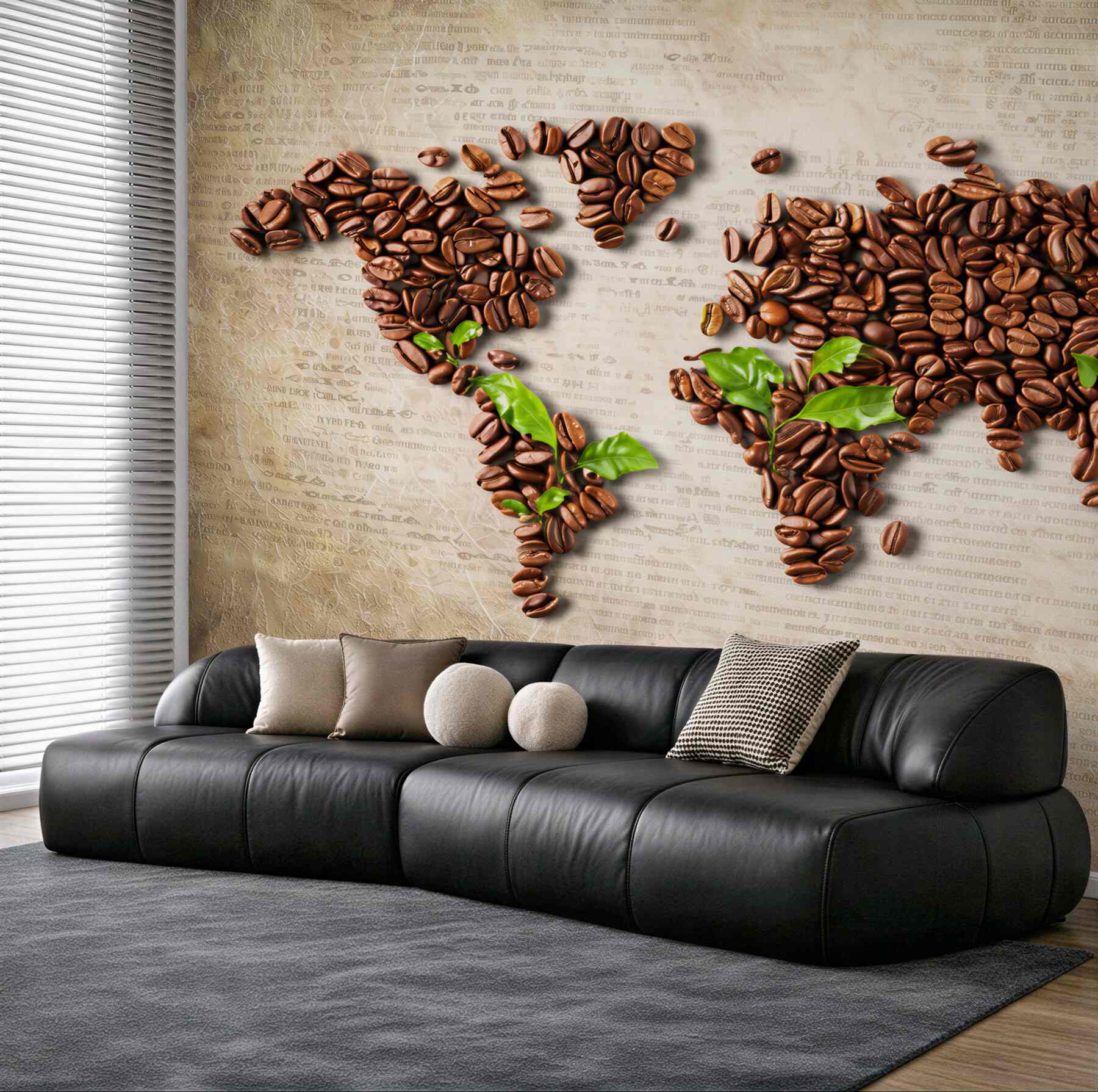 Fototapeta mapa świata z ziaren kawy do kawiarni i kuchni