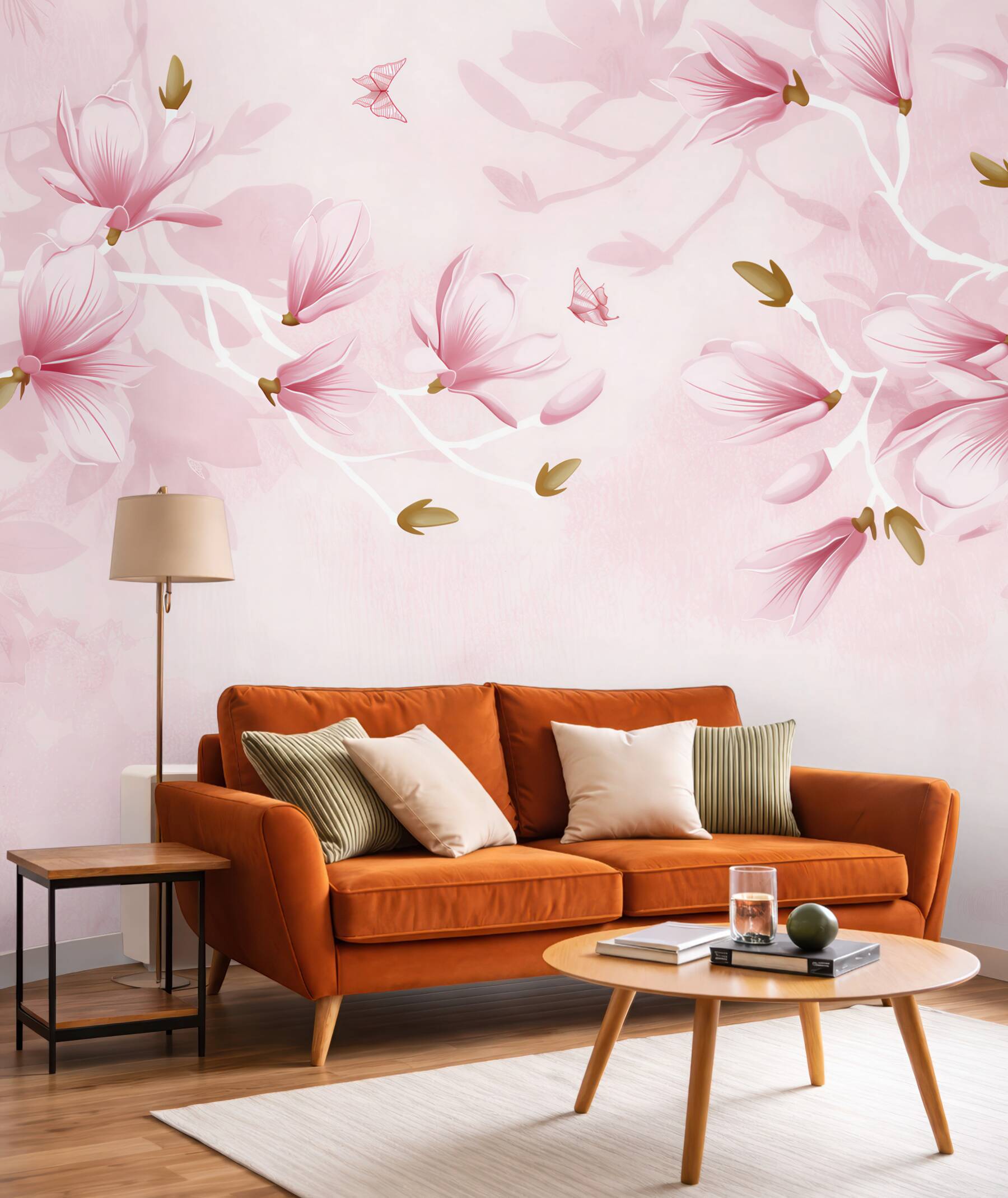 Fototapeta pastelowe magnolie różowe delikatne do sypialni