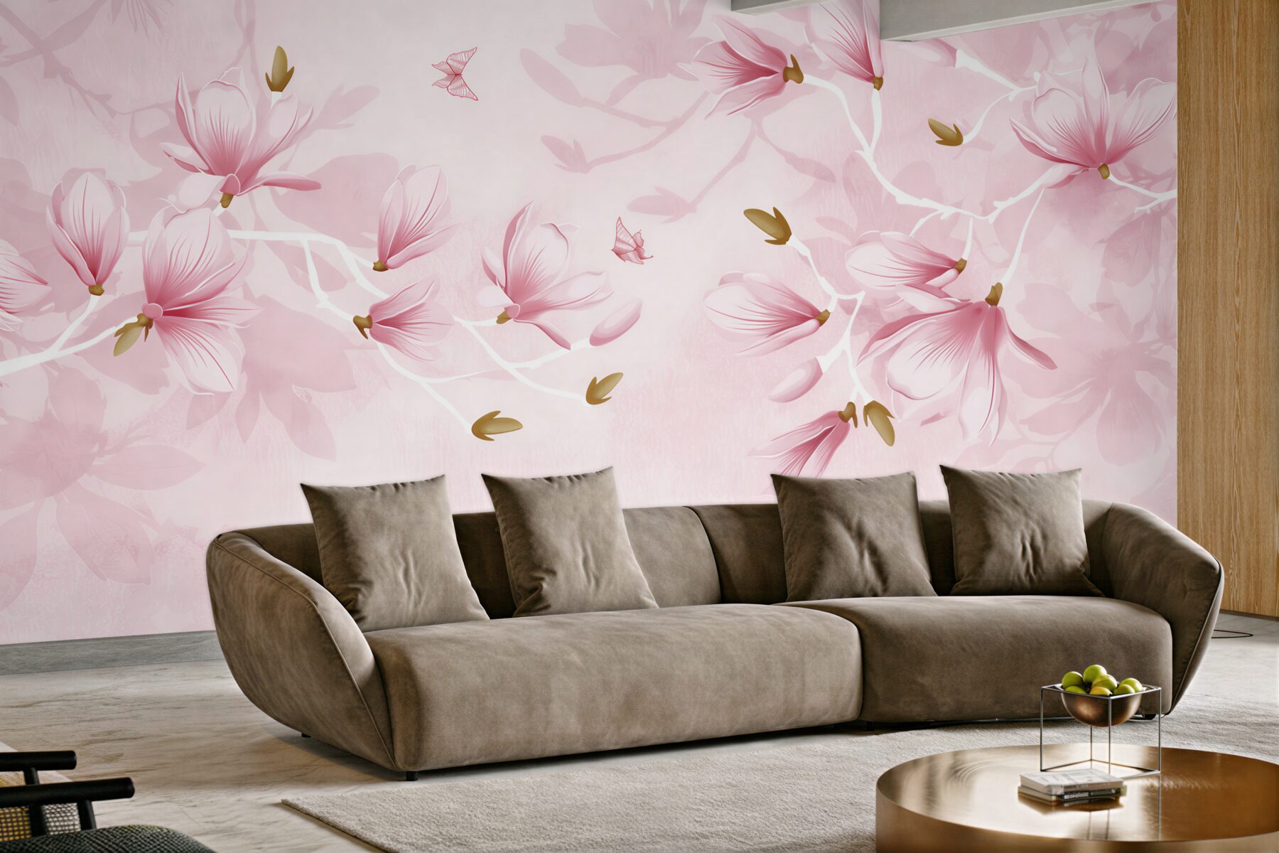 Fototapeta pastelowe magnolie różowe delikatne do sypialni