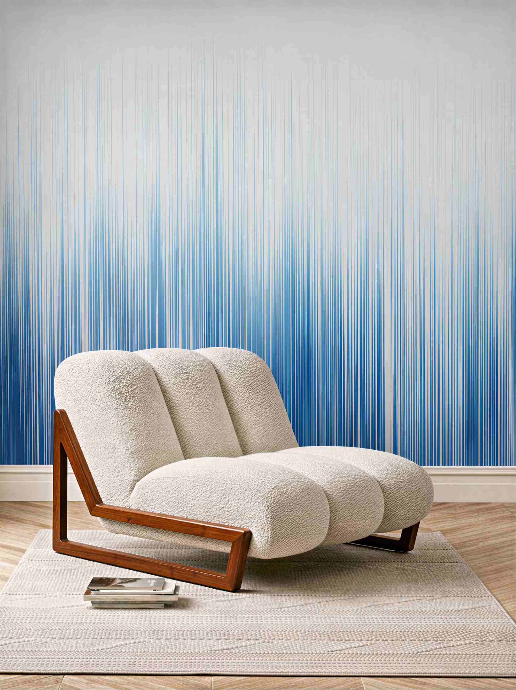 Fototapeta abstrakcyjne pionowe linie niebieski gradient do nowoczesnego wnętrza