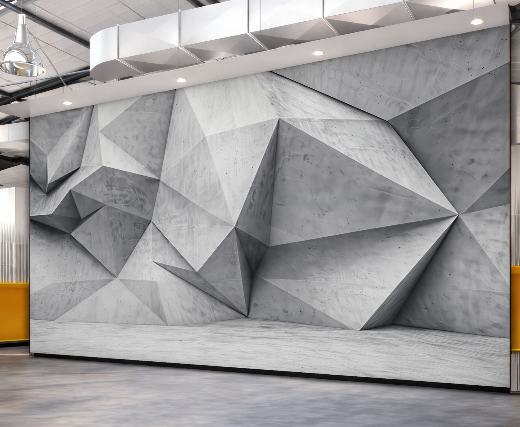 Fototapeta geometryczna ściana 3D szara betonowa nowoczesna abstrakcja