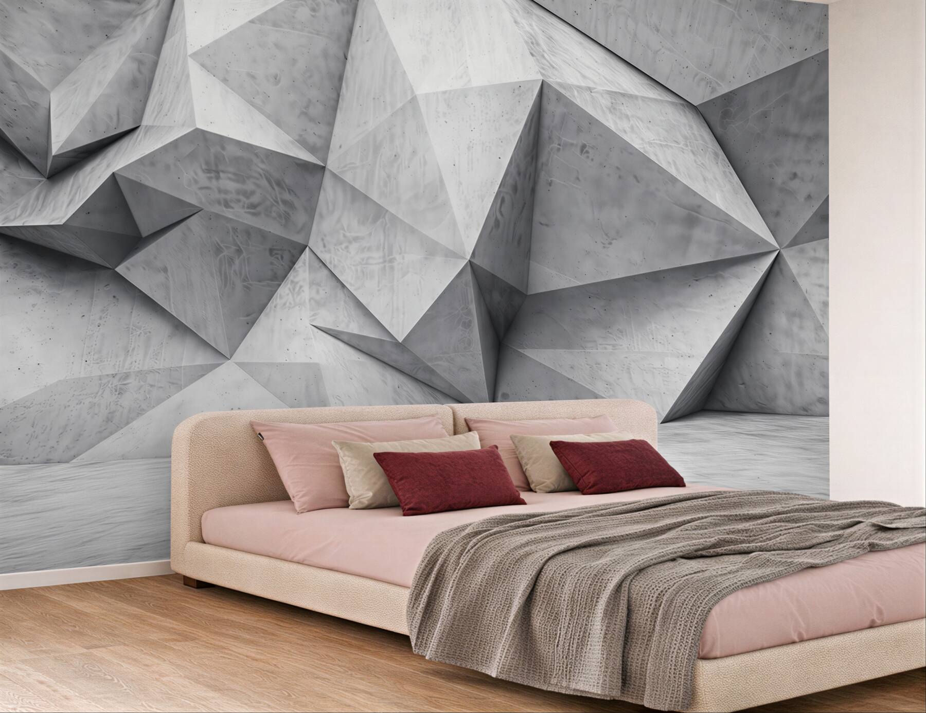Fototapeta geometryczna ściana 3D szara betonowa nowoczesna abstrakcja