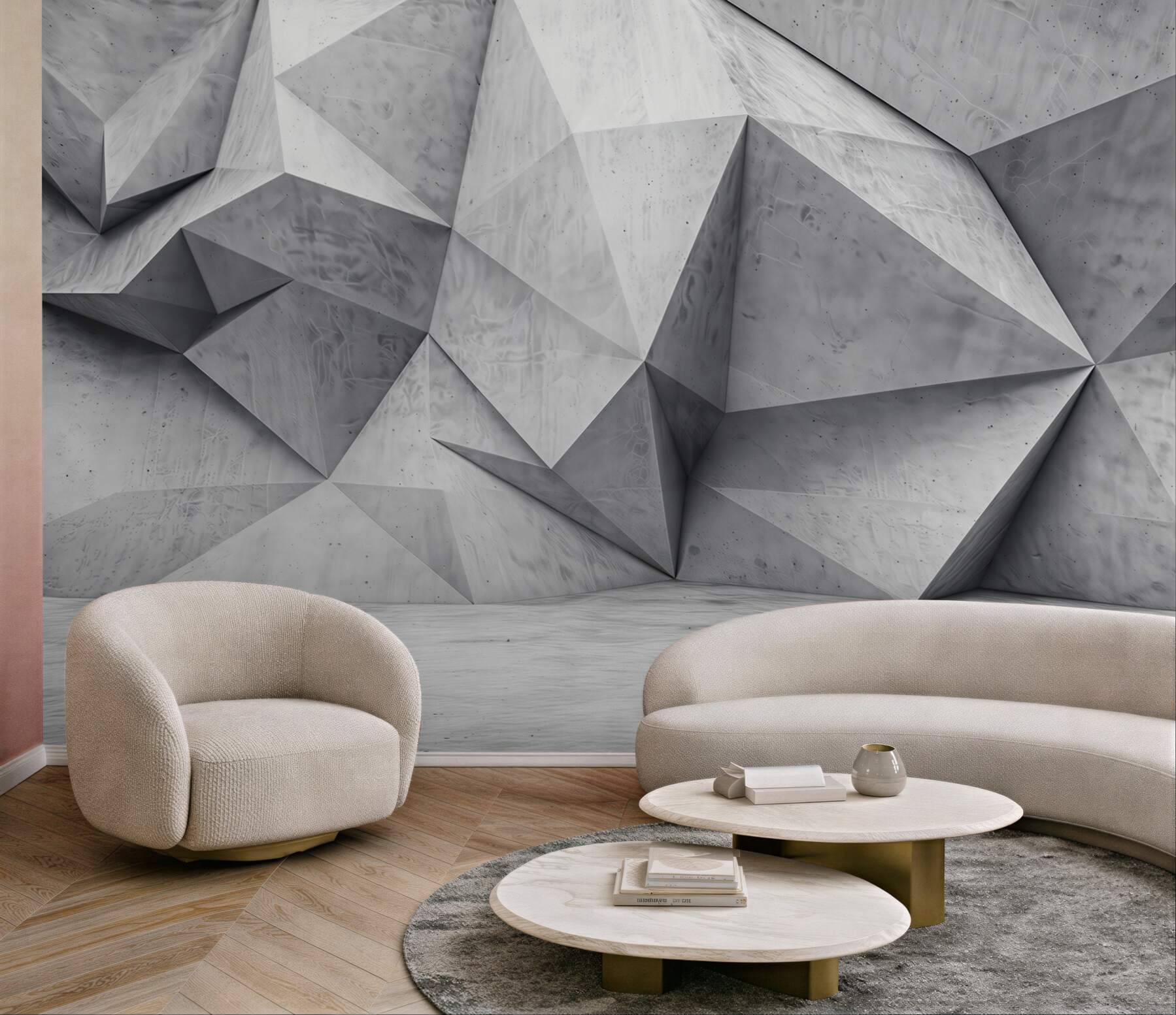 Fototapeta geometryczna ściana 3D szara betonowa nowoczesna abstrakcja