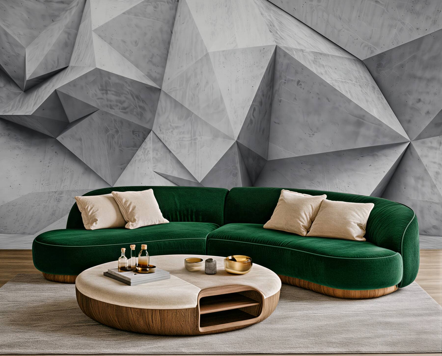 Fototapeta geometryczna ściana 3D szara betonowa nowoczesna abstrakcja