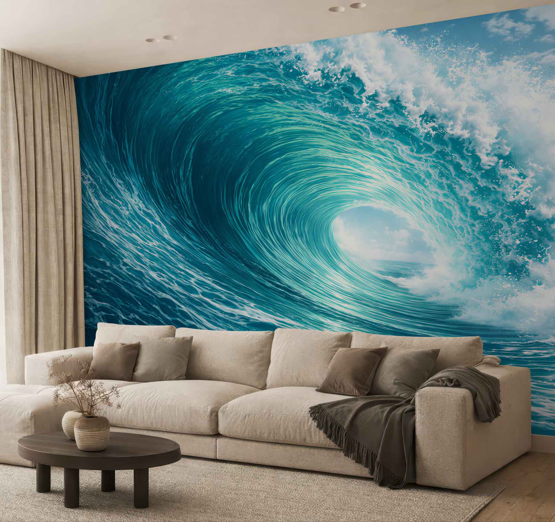 Fototapeta turkusowa fala oceaniczna dynamiczny morski pejzaż