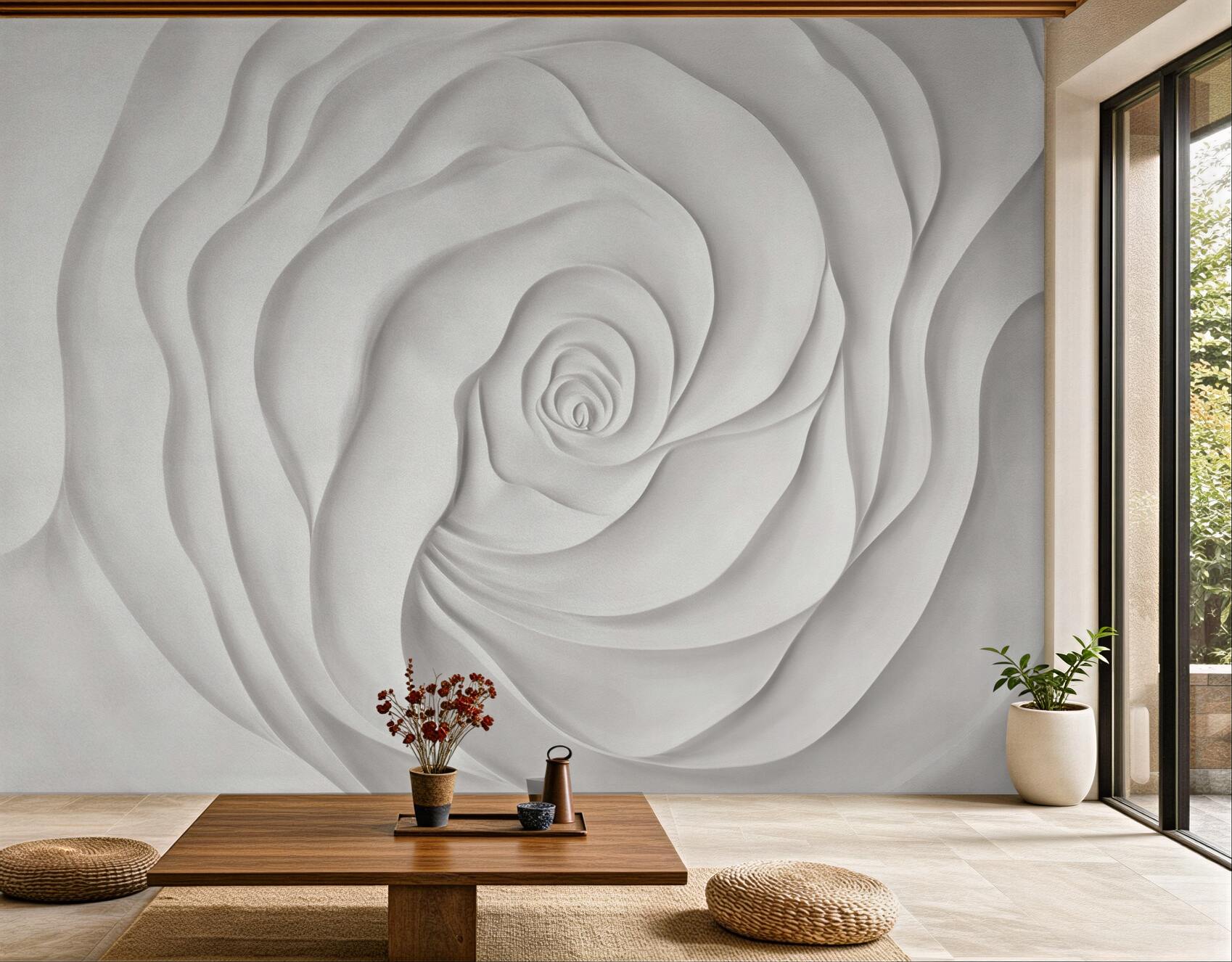 Fototapeta biała róża 3D elegancka minimalistyczna
