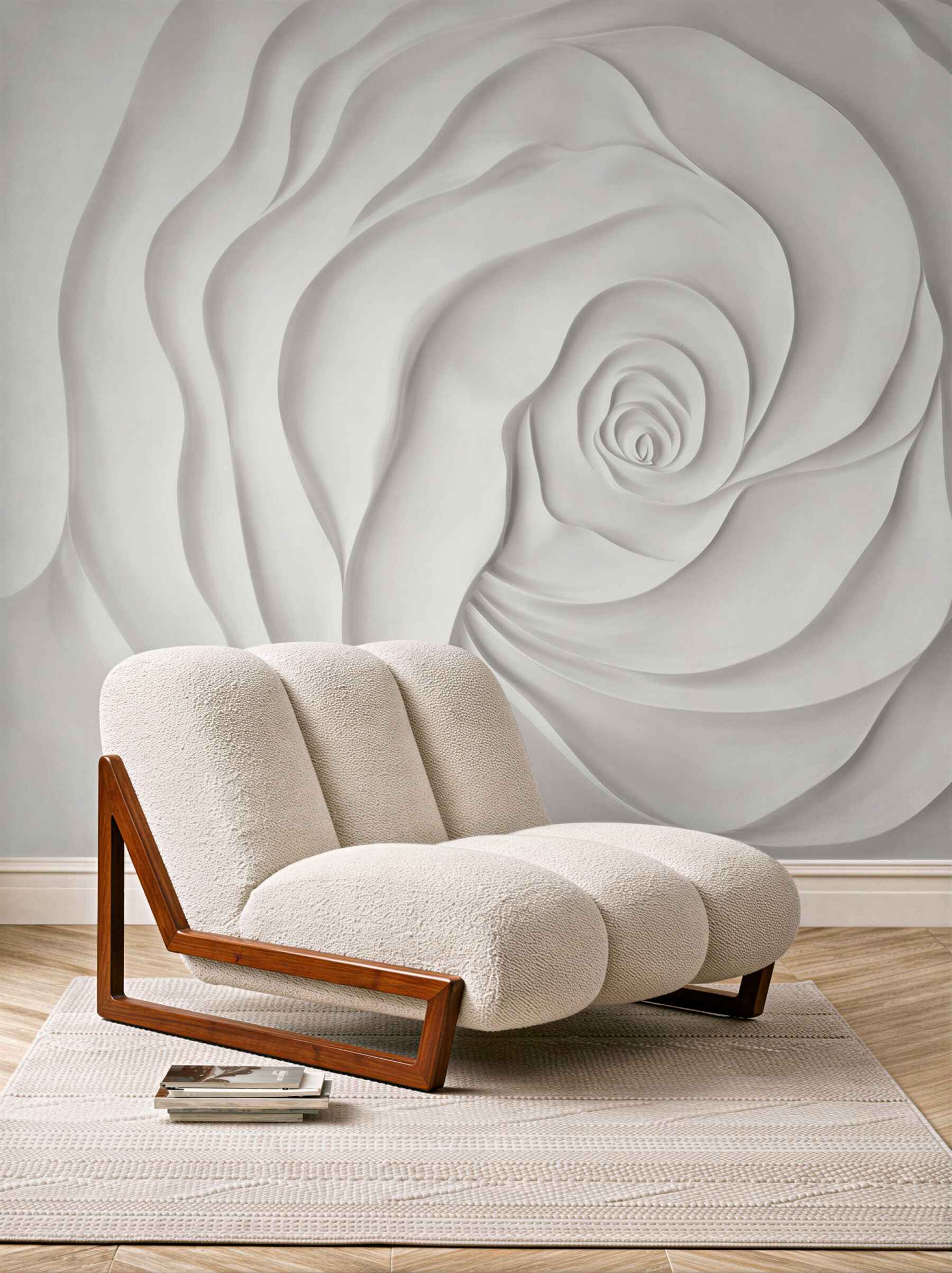 Fototapeta biała róża 3D elegancka minimalistyczna
