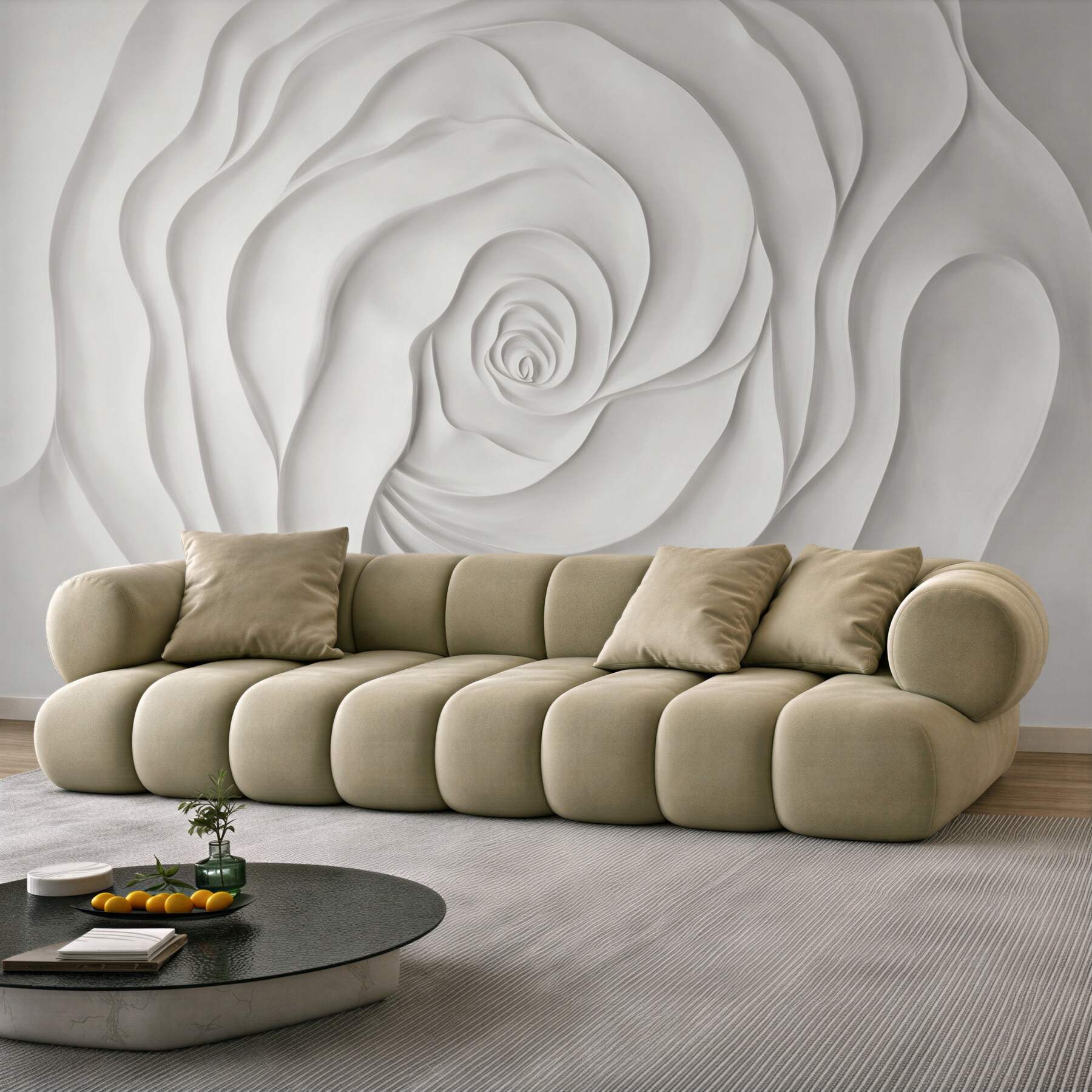 Fototapeta biała róża 3D elegancka minimalistyczna