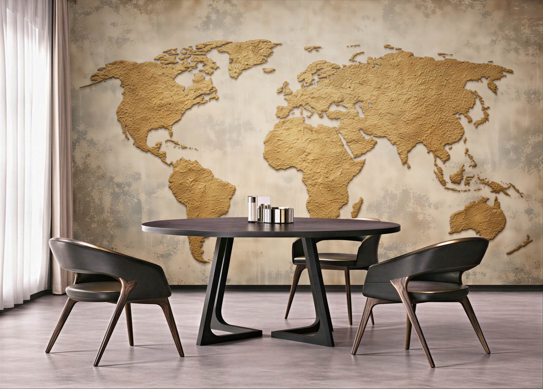 Fototapeta mapa świata beżowa w stylu vintage do biura