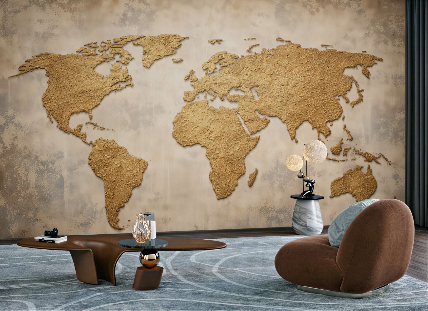 Fototapeta mapa świata beżowa w stylu vintage do biura