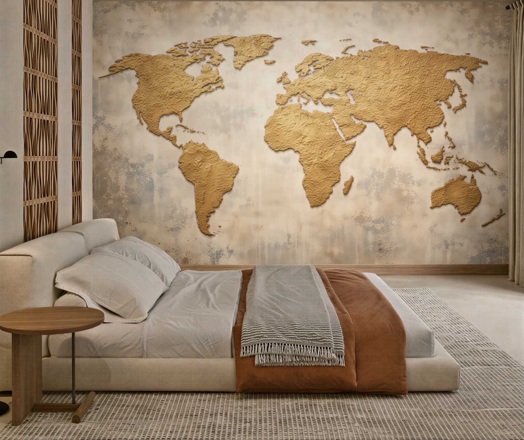 Fototapeta mapa świata beżowa w stylu vintage do biura