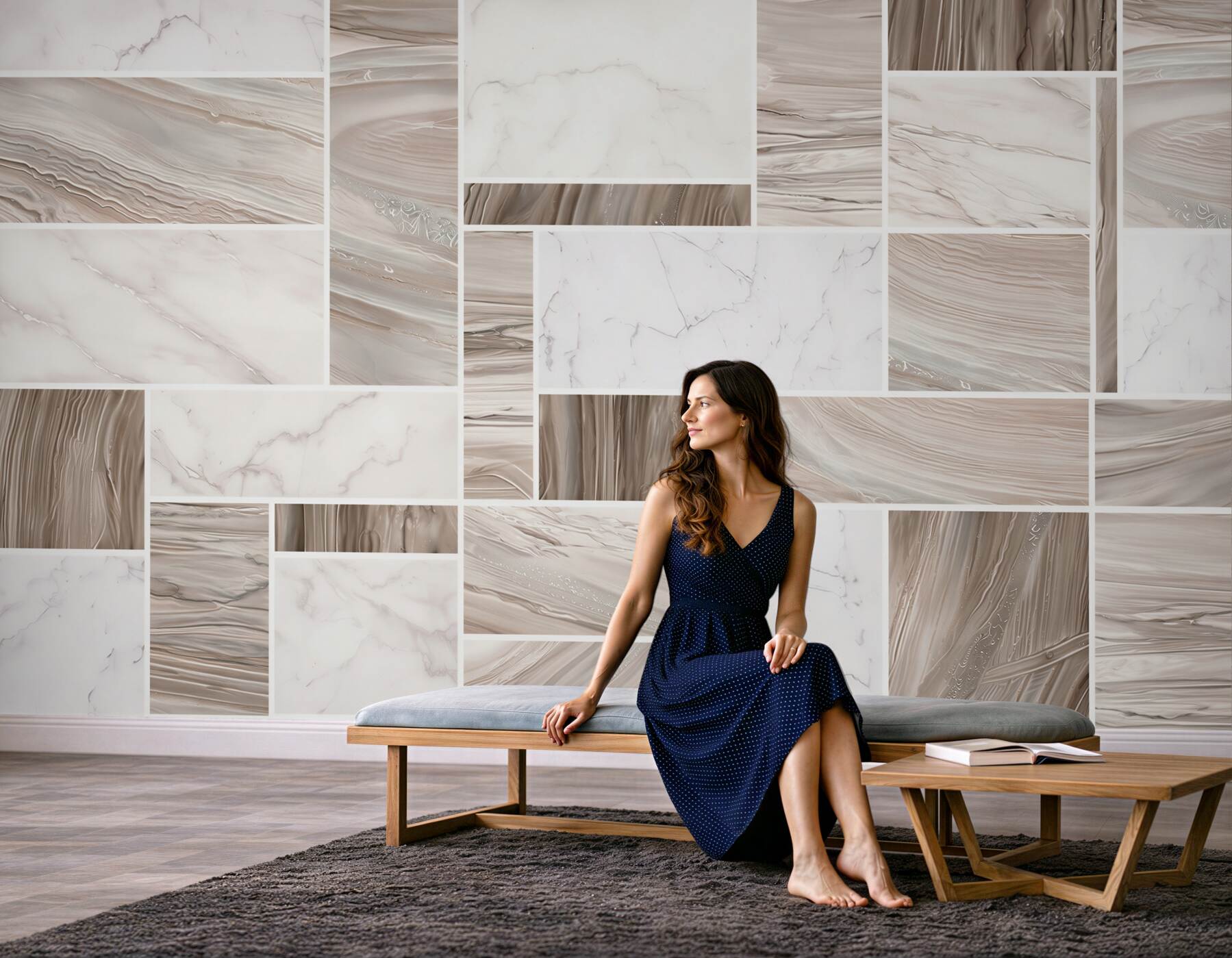 Fototapeta marmur beżowy patchwork nowoczesny elegancki
