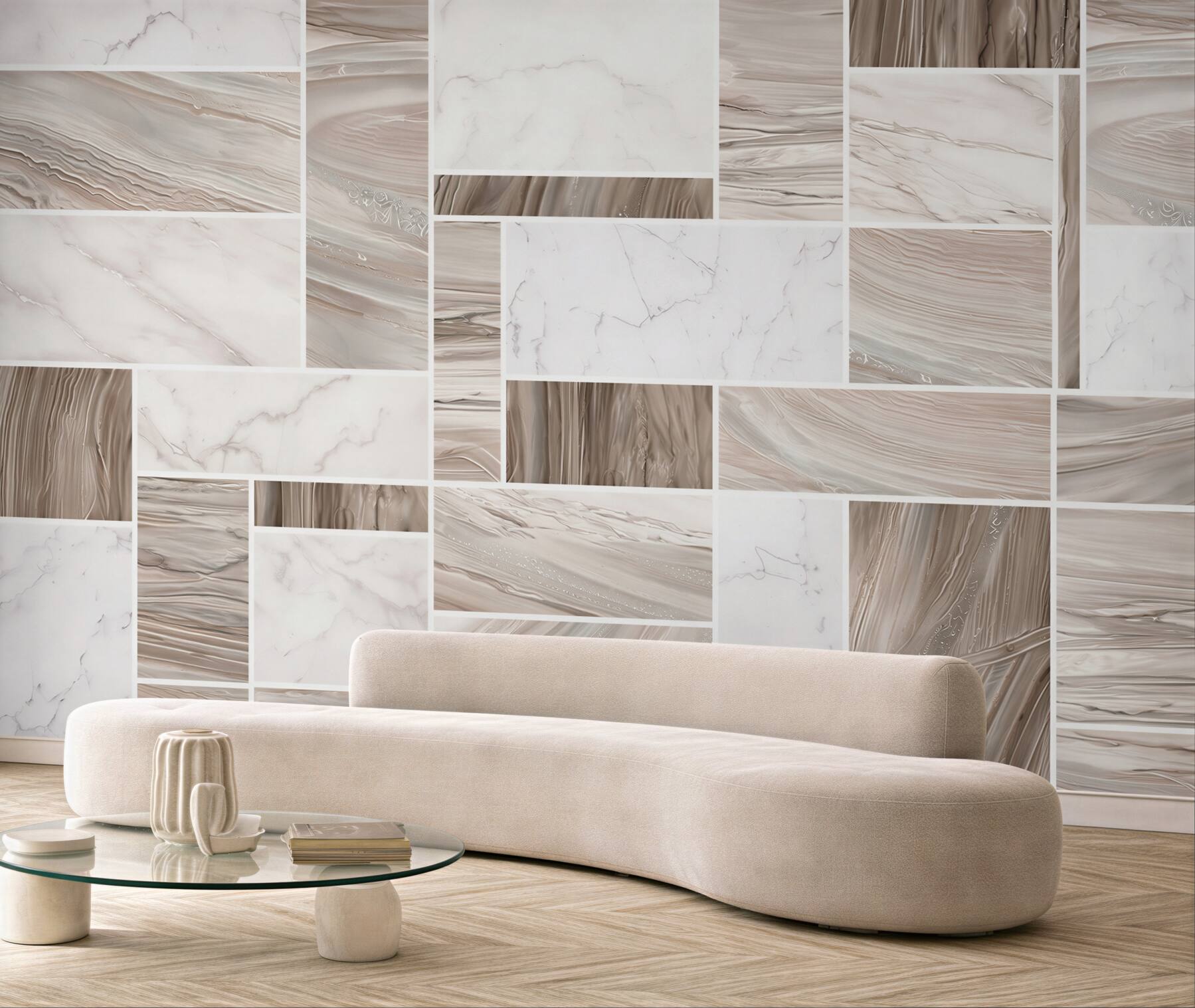 Fototapeta marmur beżowy patchwork nowoczesny elegancki