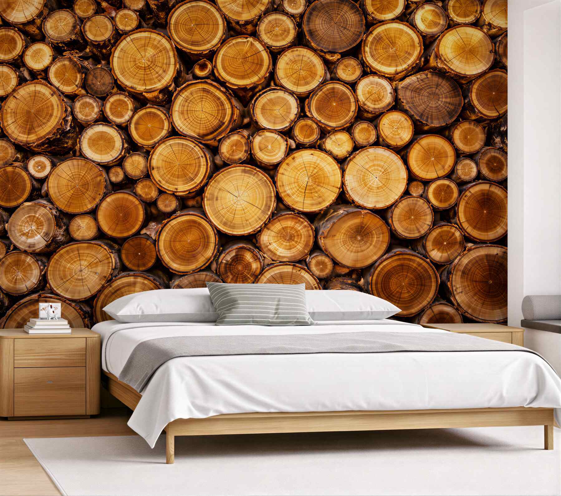 Fototapeta plastry drewna z korą naturalny leśny wzór rustykalny