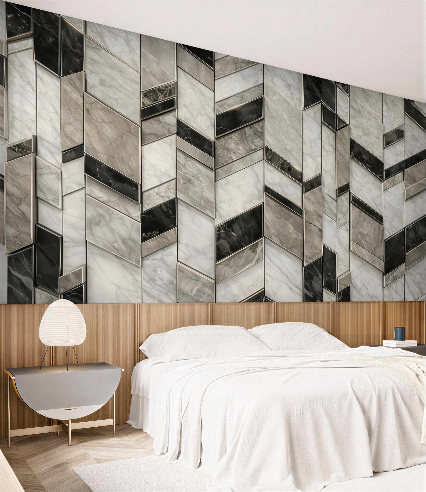 Fototapeta geometryczny marmur biało czarny nowoczesny wzór glamour