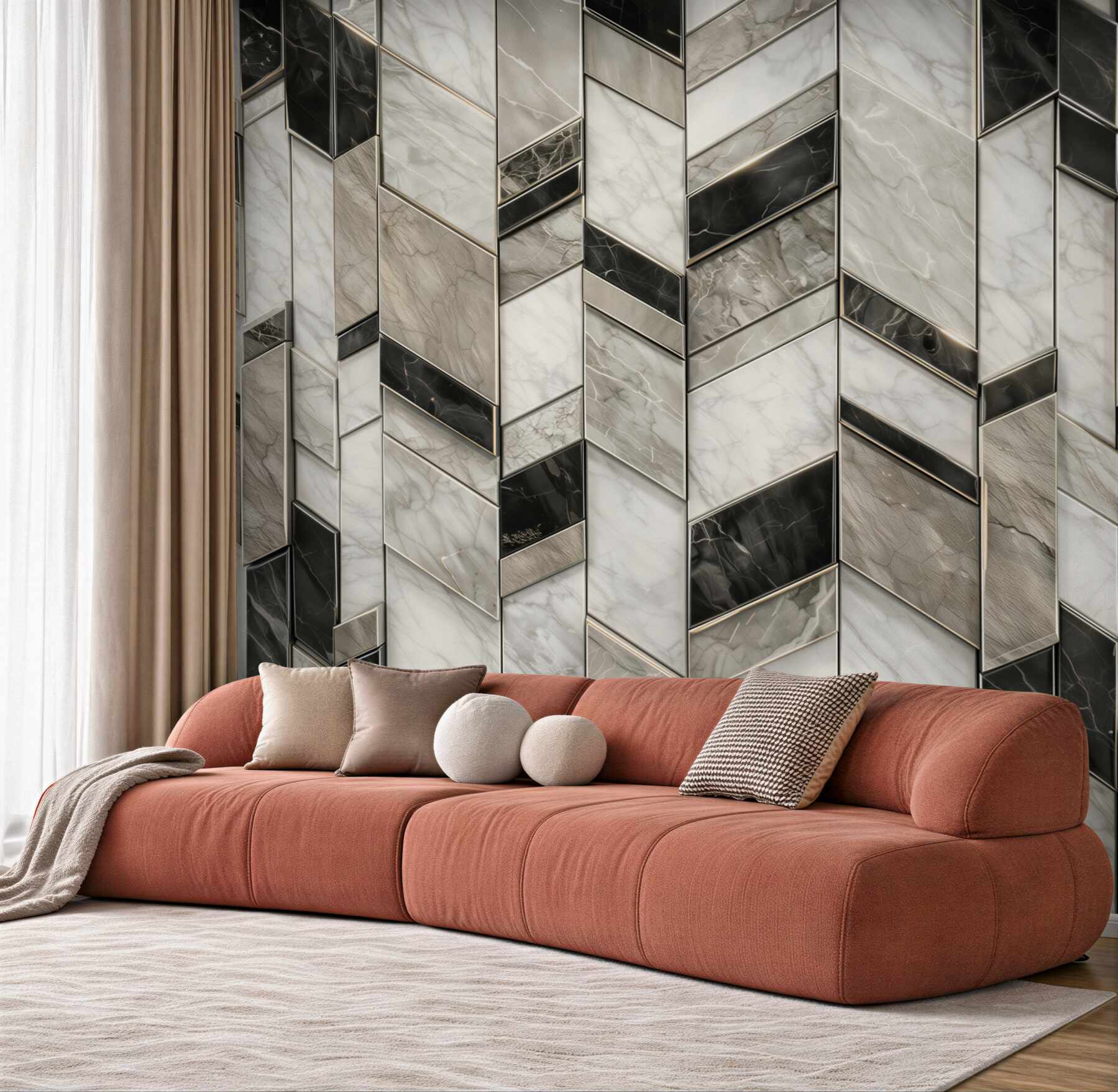 Fototapeta geometryczny marmur biało czarny nowoczesny wzór glamour