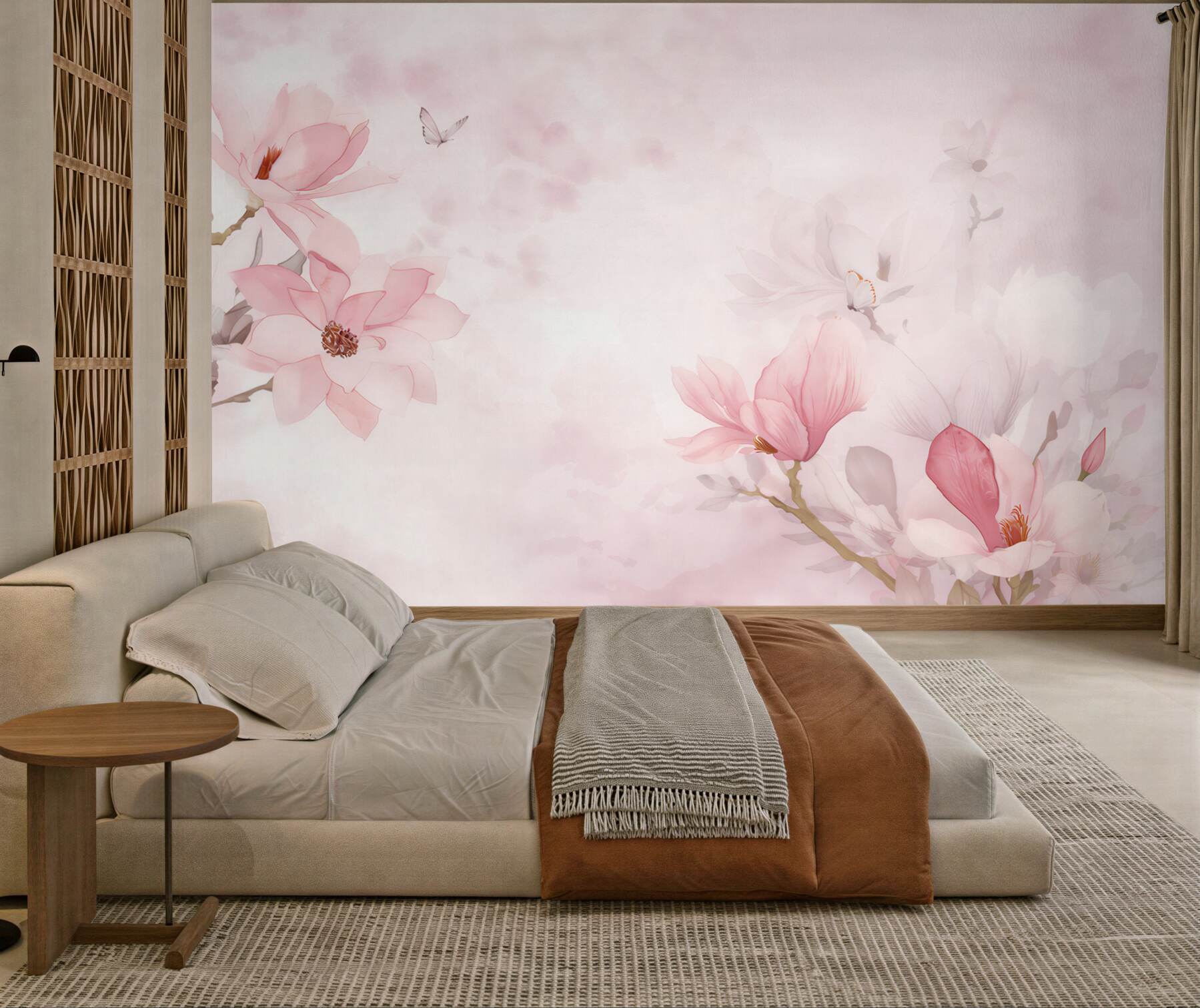 Fototapeta magnolie pastelowe różowe delikatne do sypialni