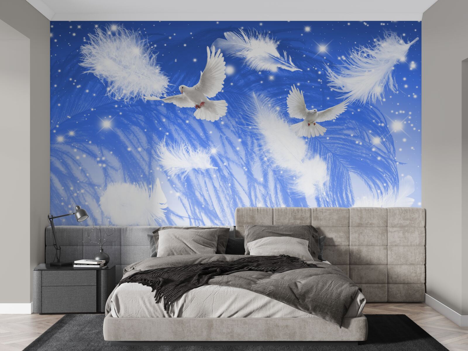 Fototapet deplasarea prin atmosfera de păsări strălucitoare și penajul lor