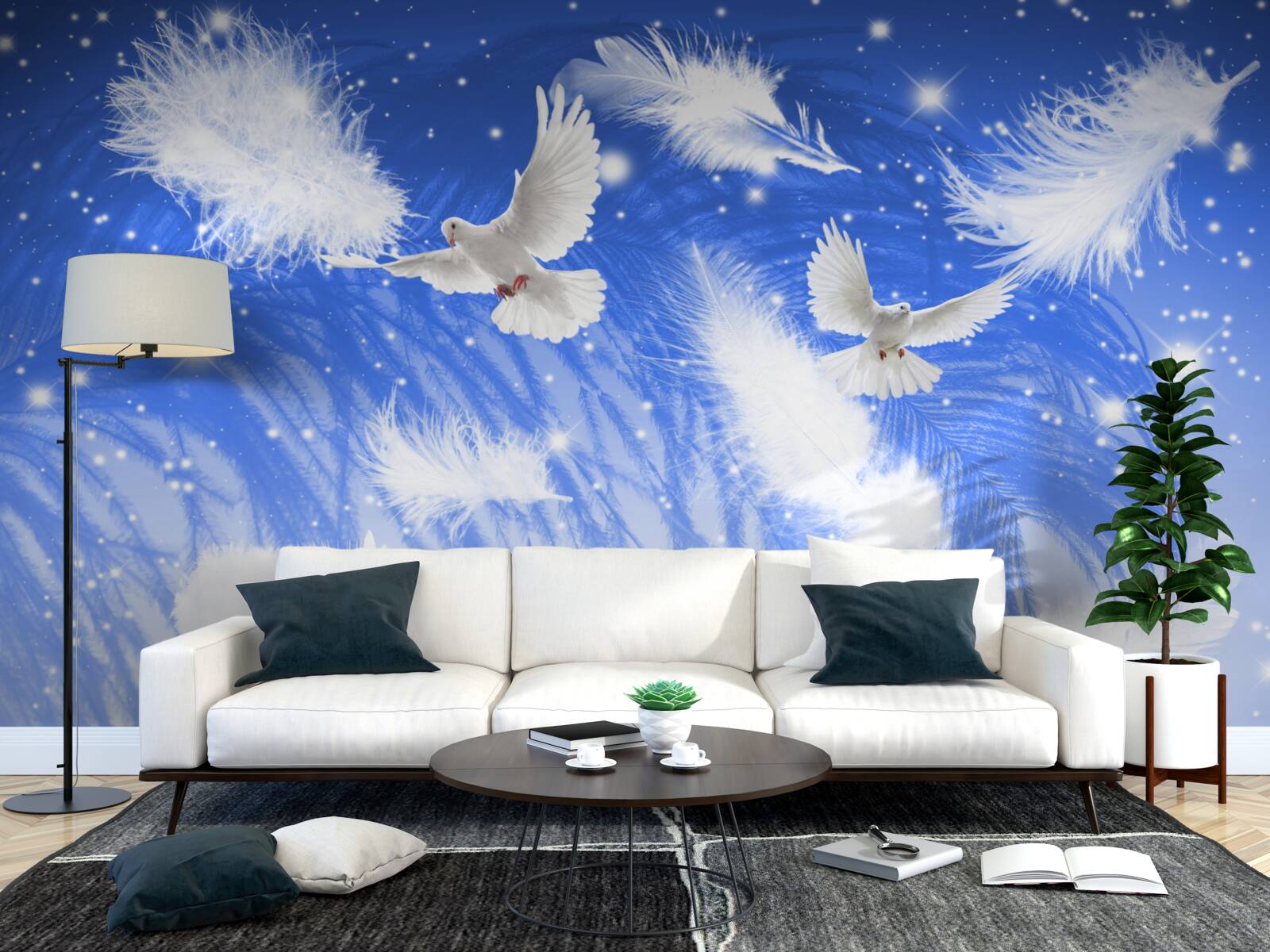 Fototapet deplasarea prin atmosfera de păsări strălucitoare și penajul lor