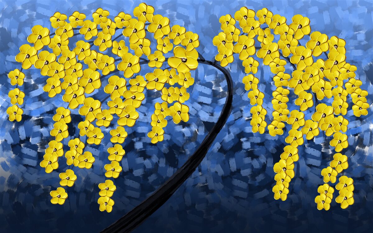 Fototapet copac sub o furtună de toamnă