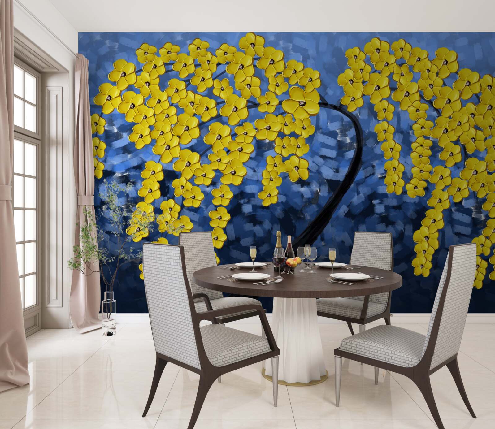 Fototapet copac sub o furtună de toamnă