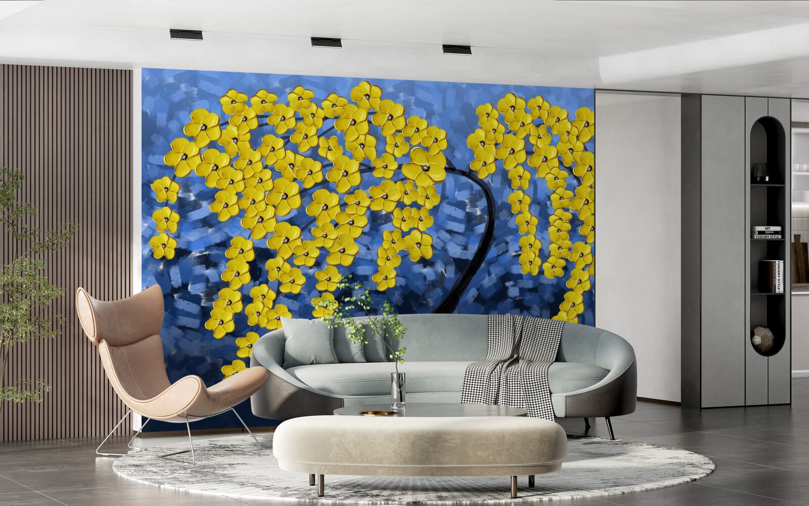 Fototapet copac sub o furtună de toamnă