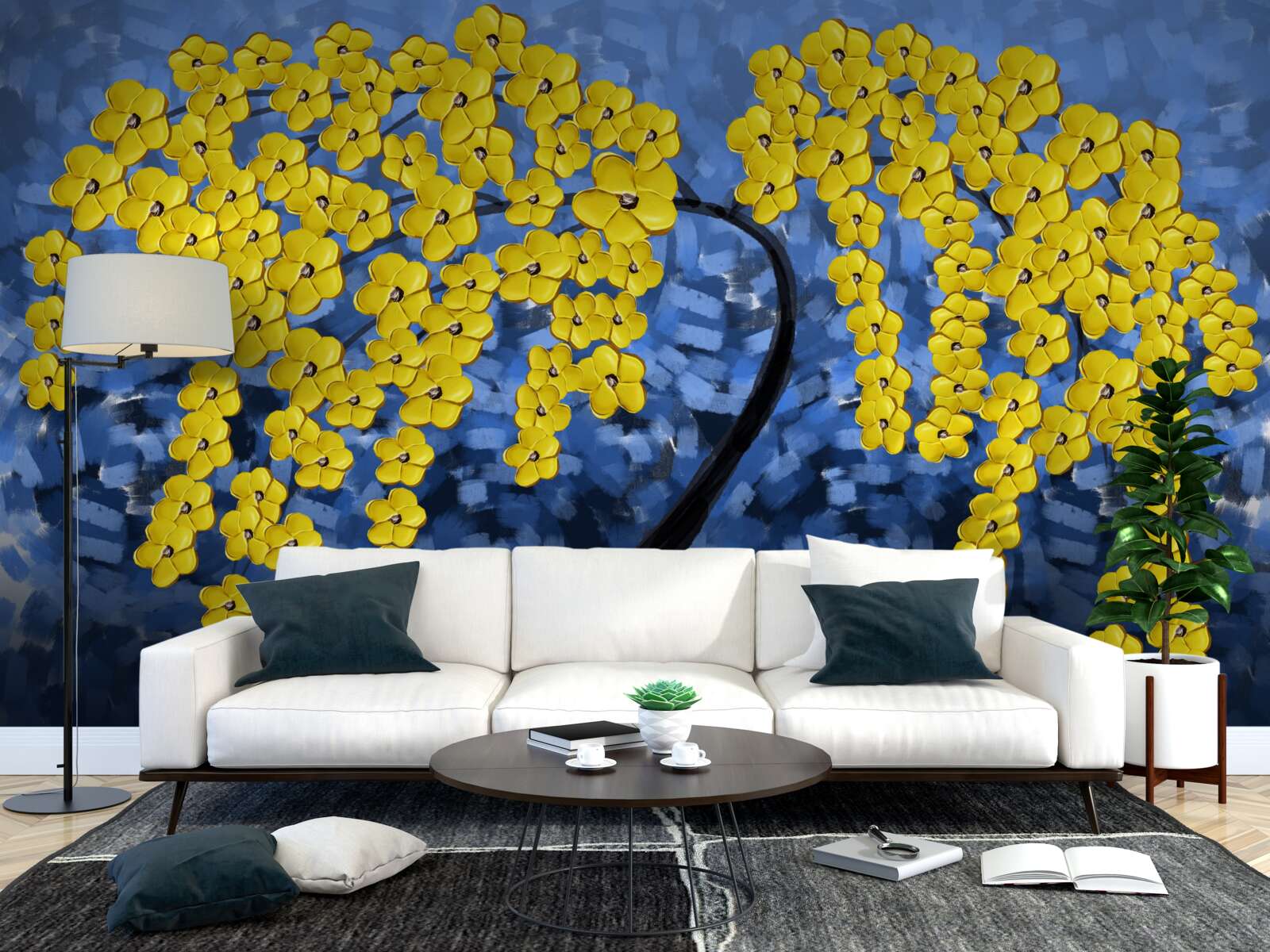 Fototapet copac sub o furtună de toamnă