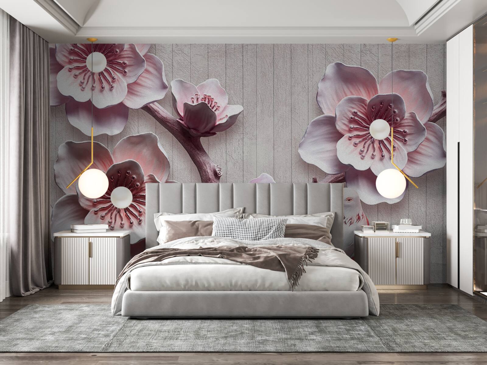 Fototapet muguri de cireș roz moale