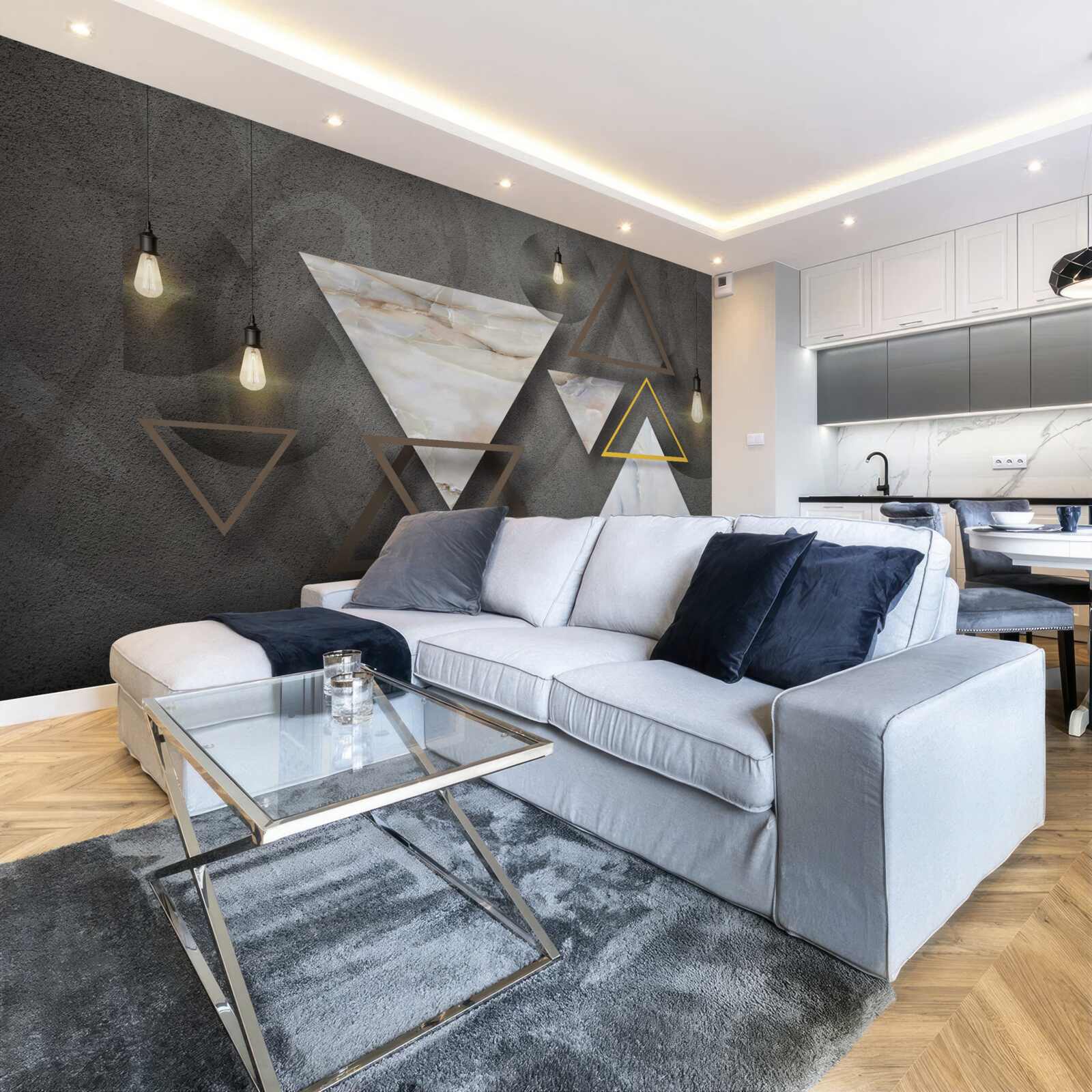 Fototapet triunghiuri între becuri