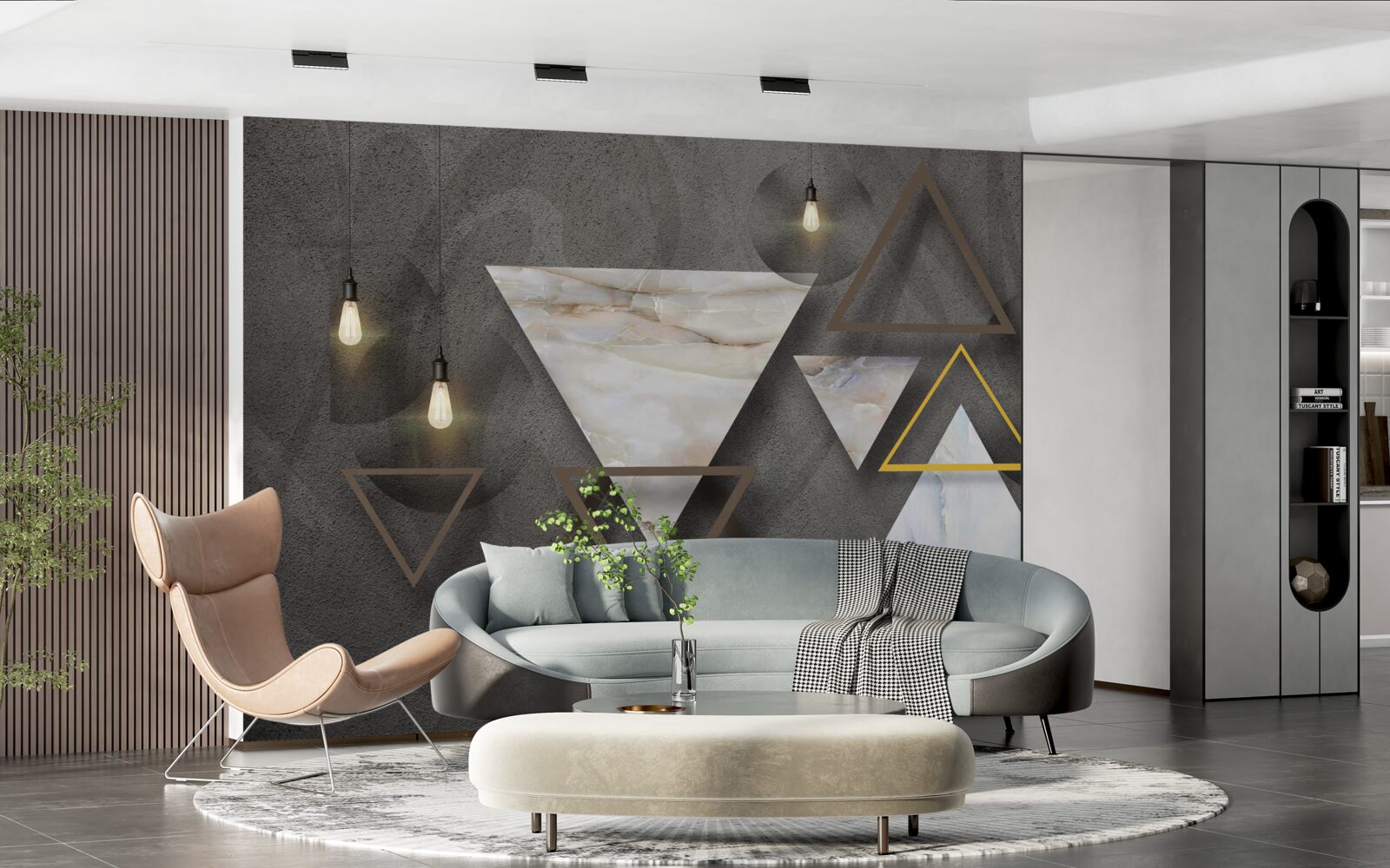 Fototapet triunghiuri între becuri