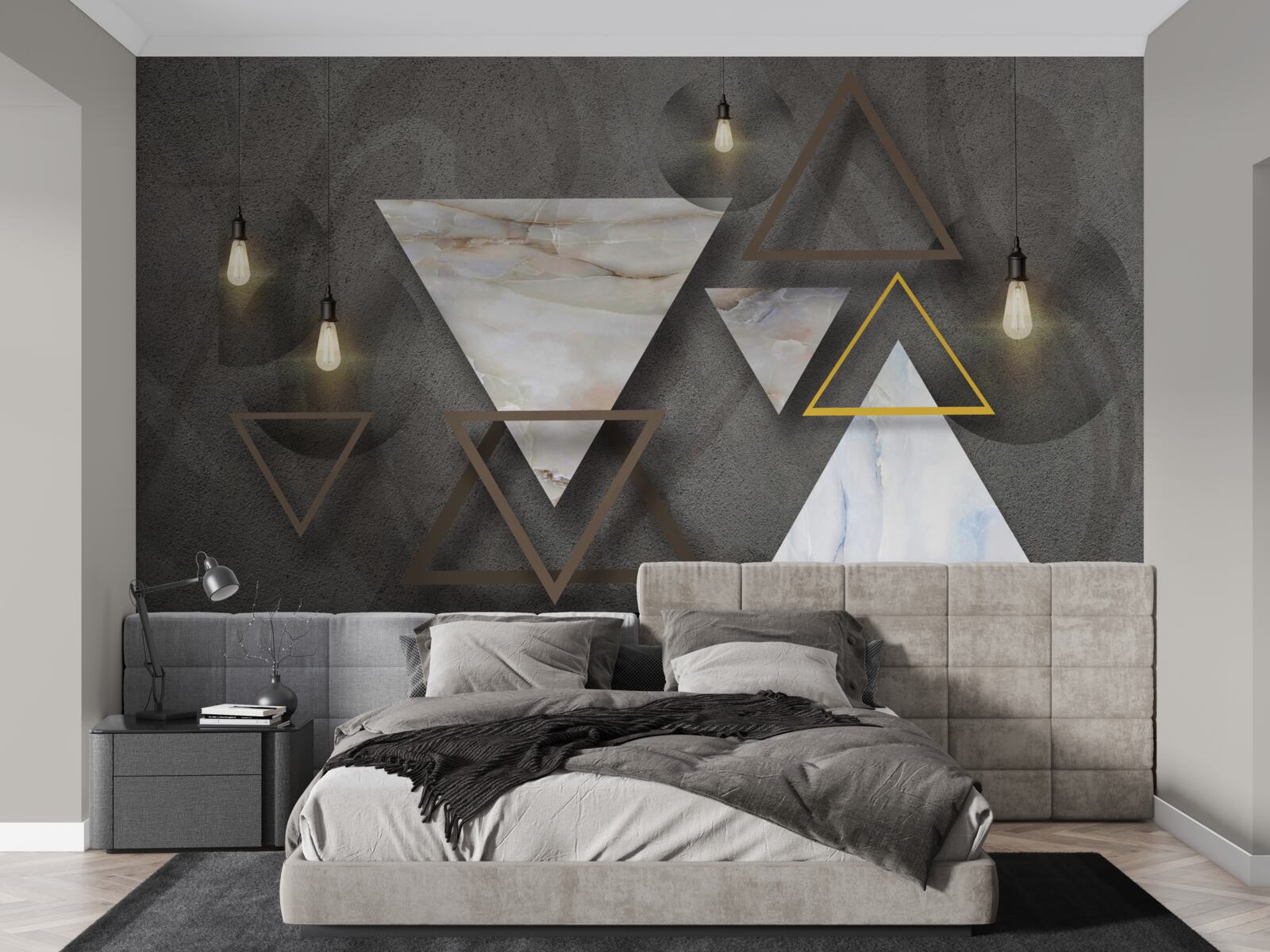 Fototapet triunghiuri între becuri