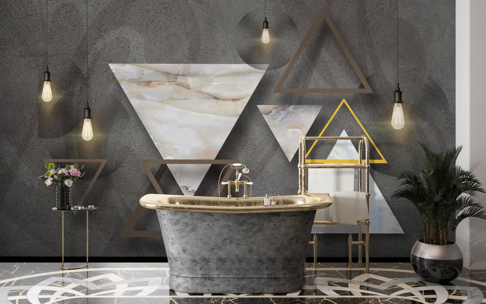 Fototapet triunghiuri între becuri