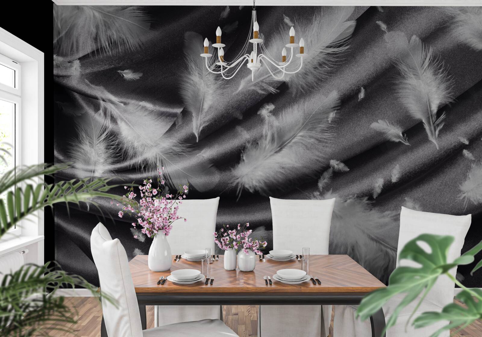 Fototapet penele de alb ca zăpada sunt așezate pe țesătura gri