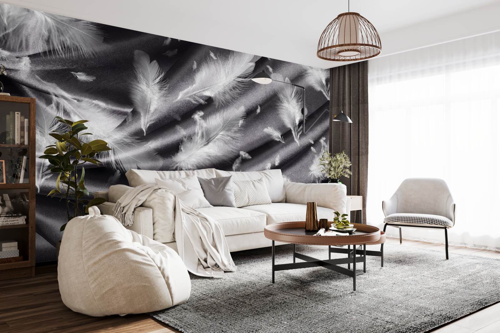 Fototapet penele de alb ca zăpada sunt așezate pe țesătura gri