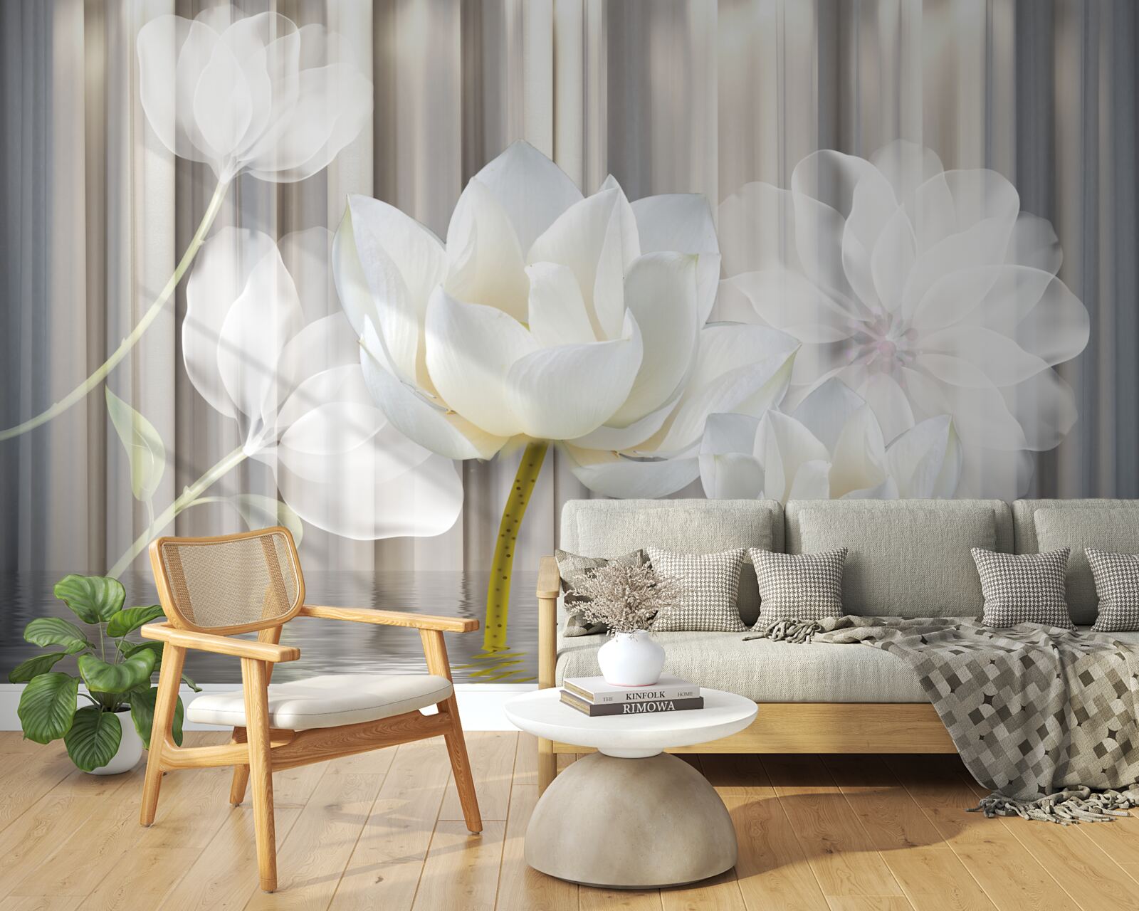 Fototapet lalele albe, ușoare ca aerul