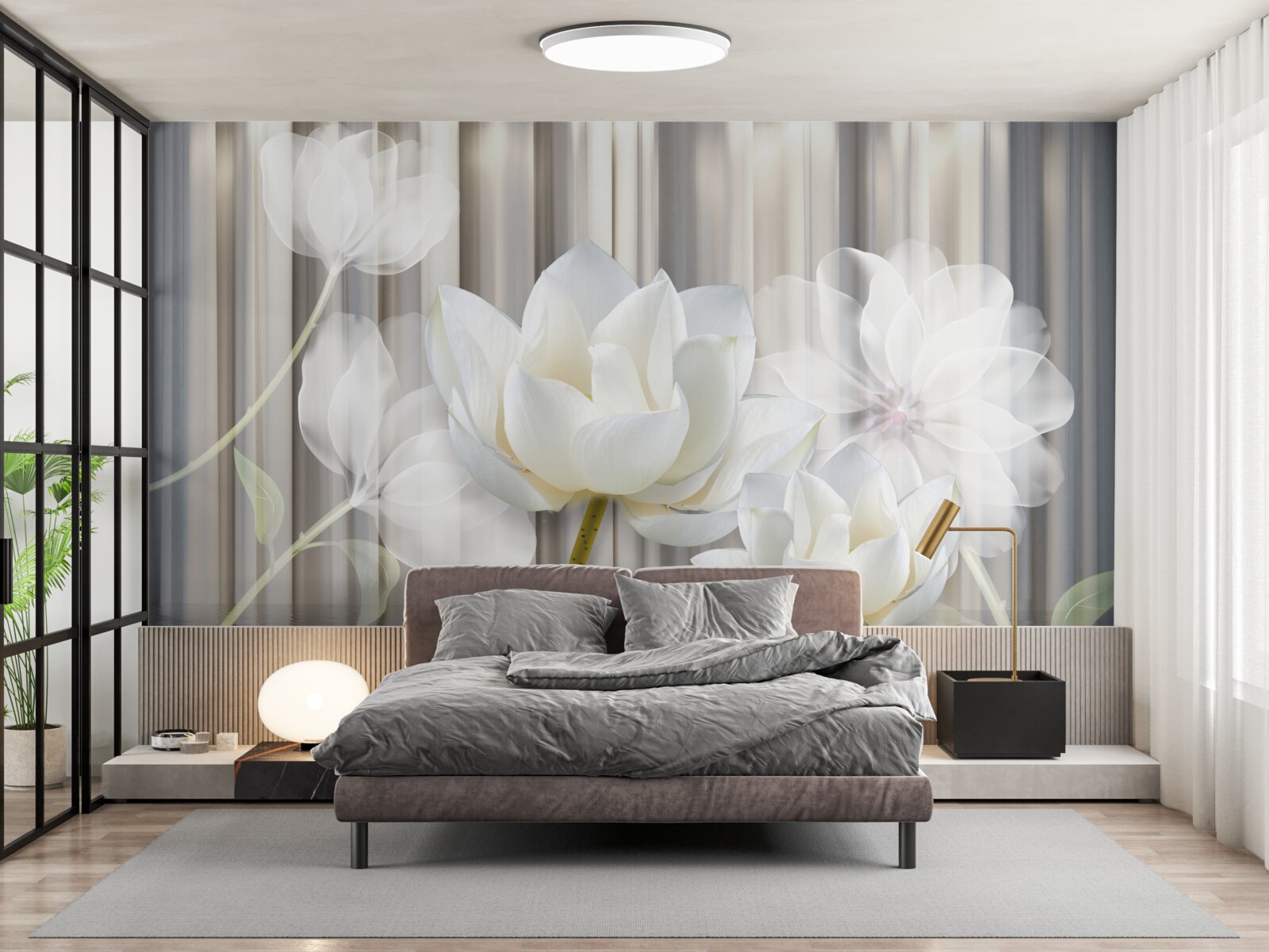 Fototapet lalele albe, ușoare ca aerul