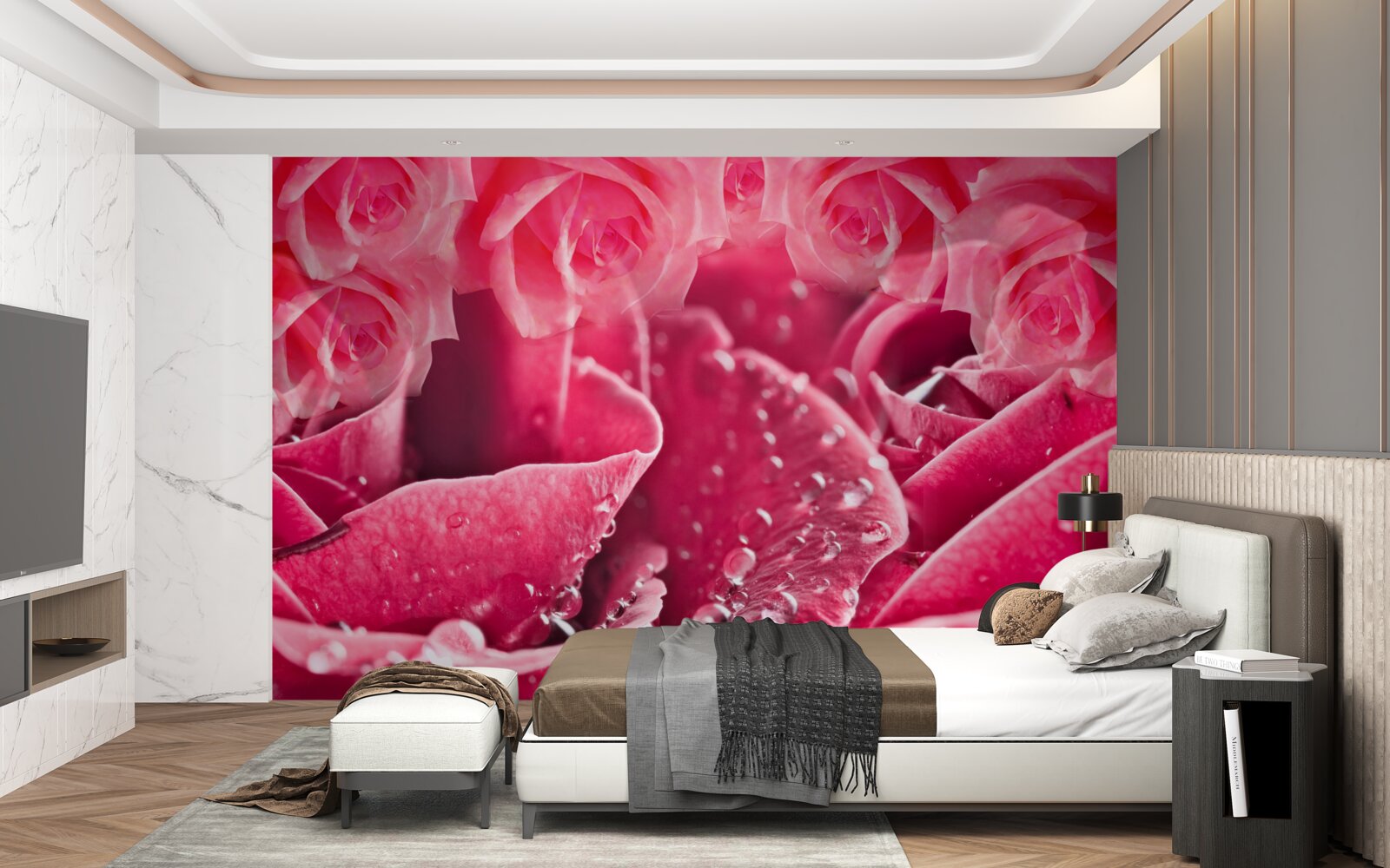 Fototapet picături de rouă pe un trandafir