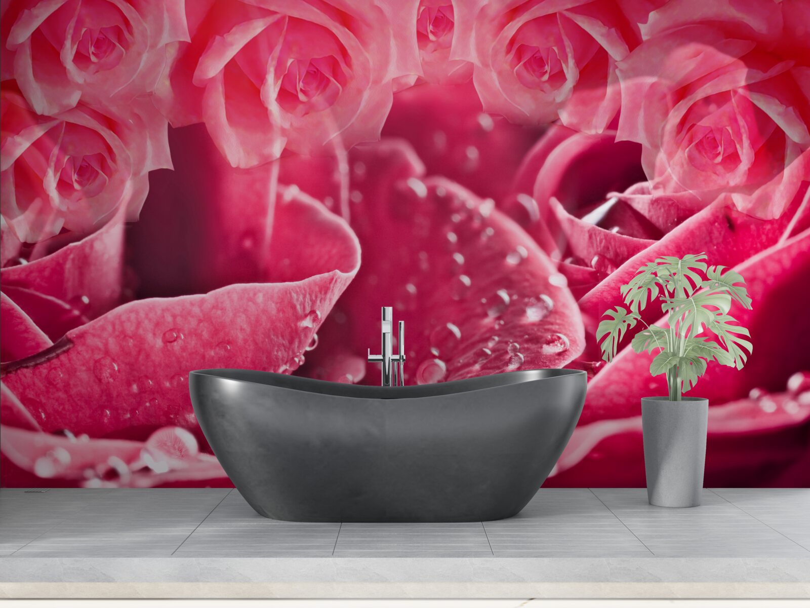 Fototapet picături de rouă pe un trandafir