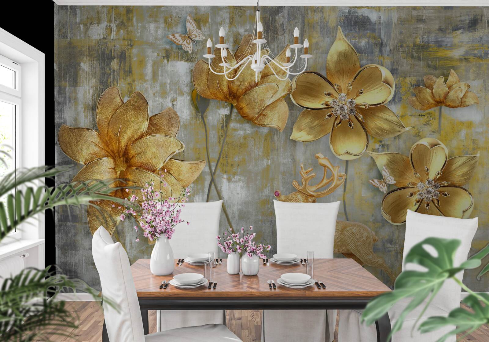 Fototapet mugurii aurii se deschid ca ploaia