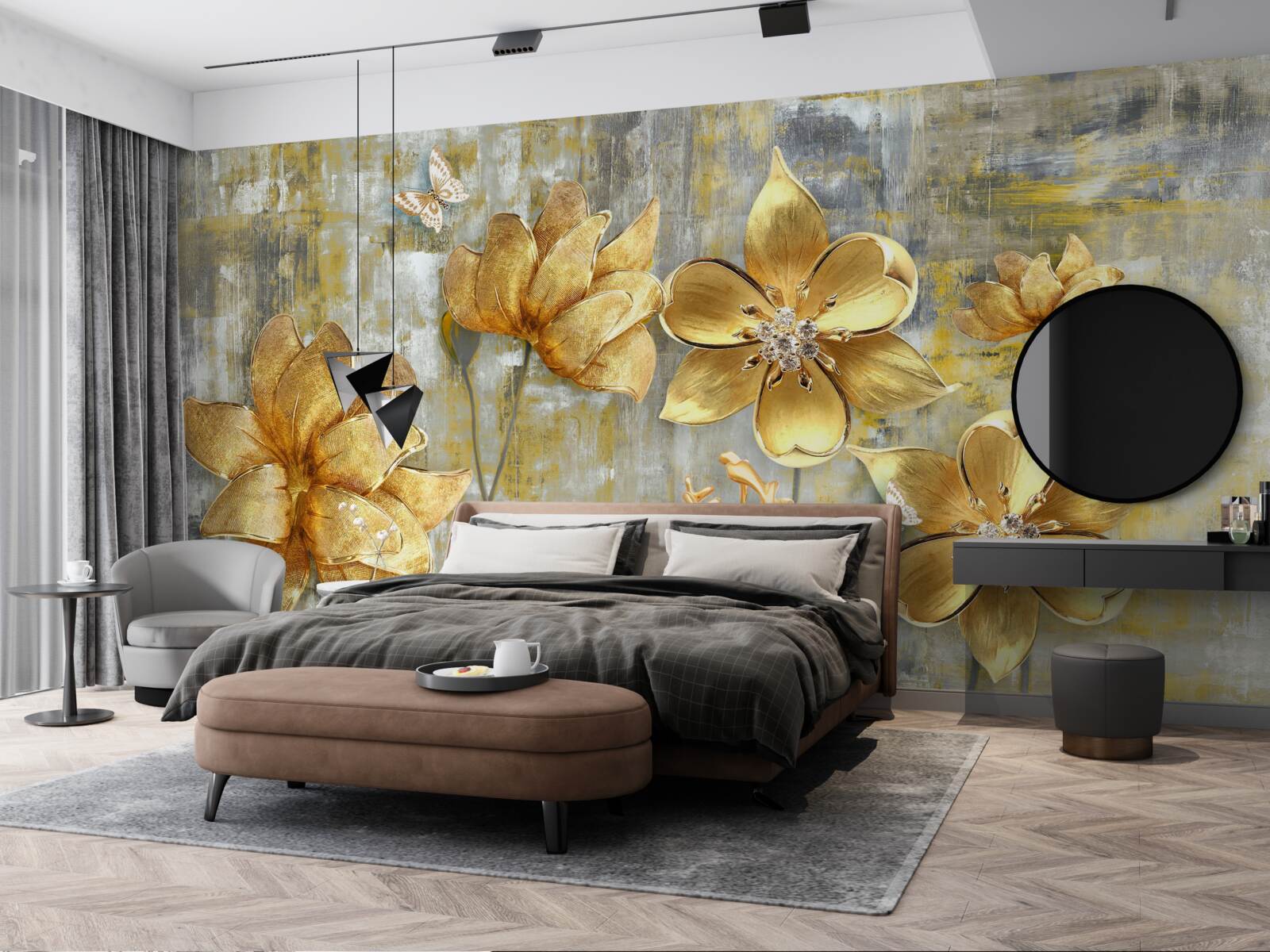 Fototapet mugurii aurii se deschid ca ploaia