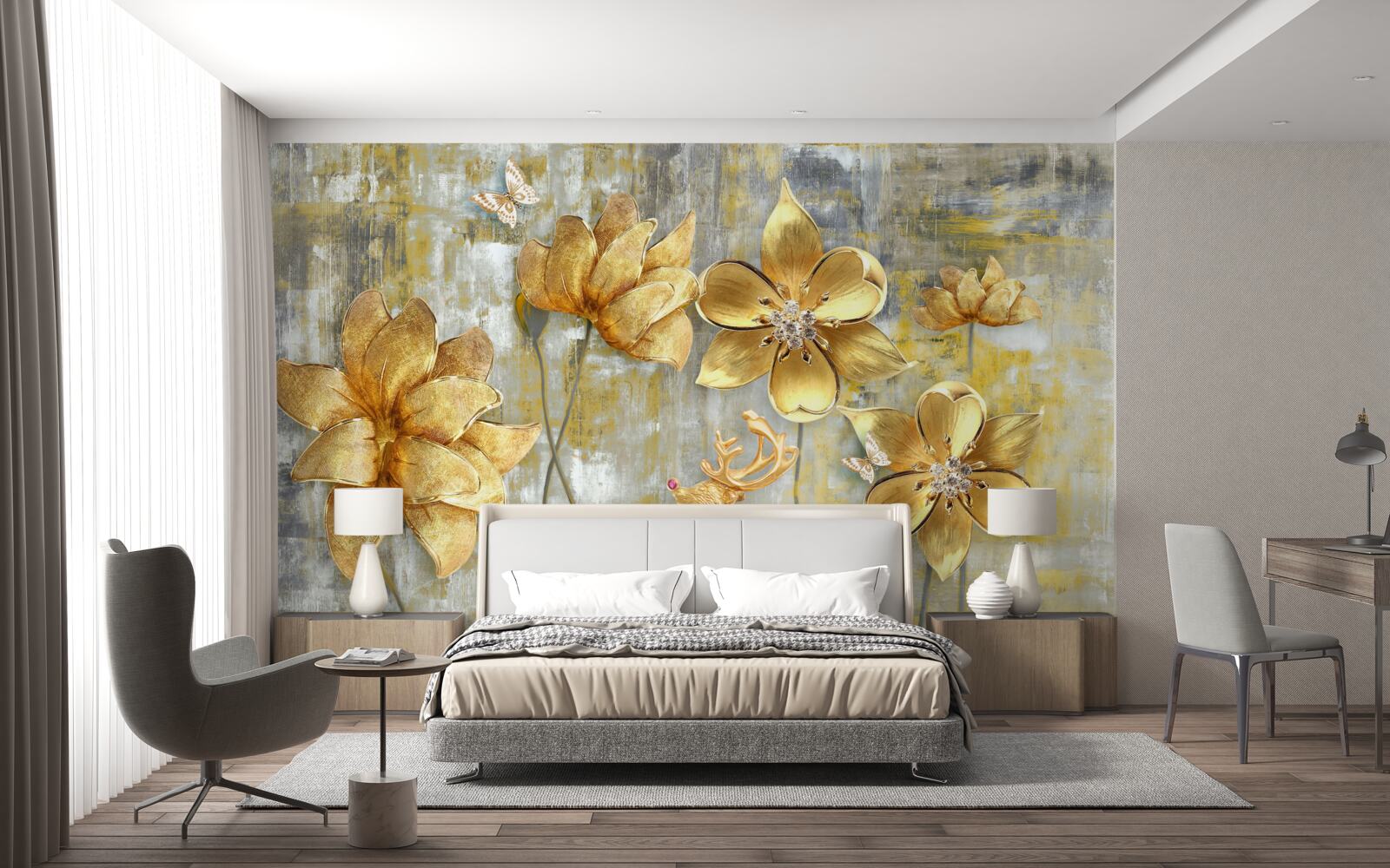 Fototapet mugurii aurii se deschid ca ploaia