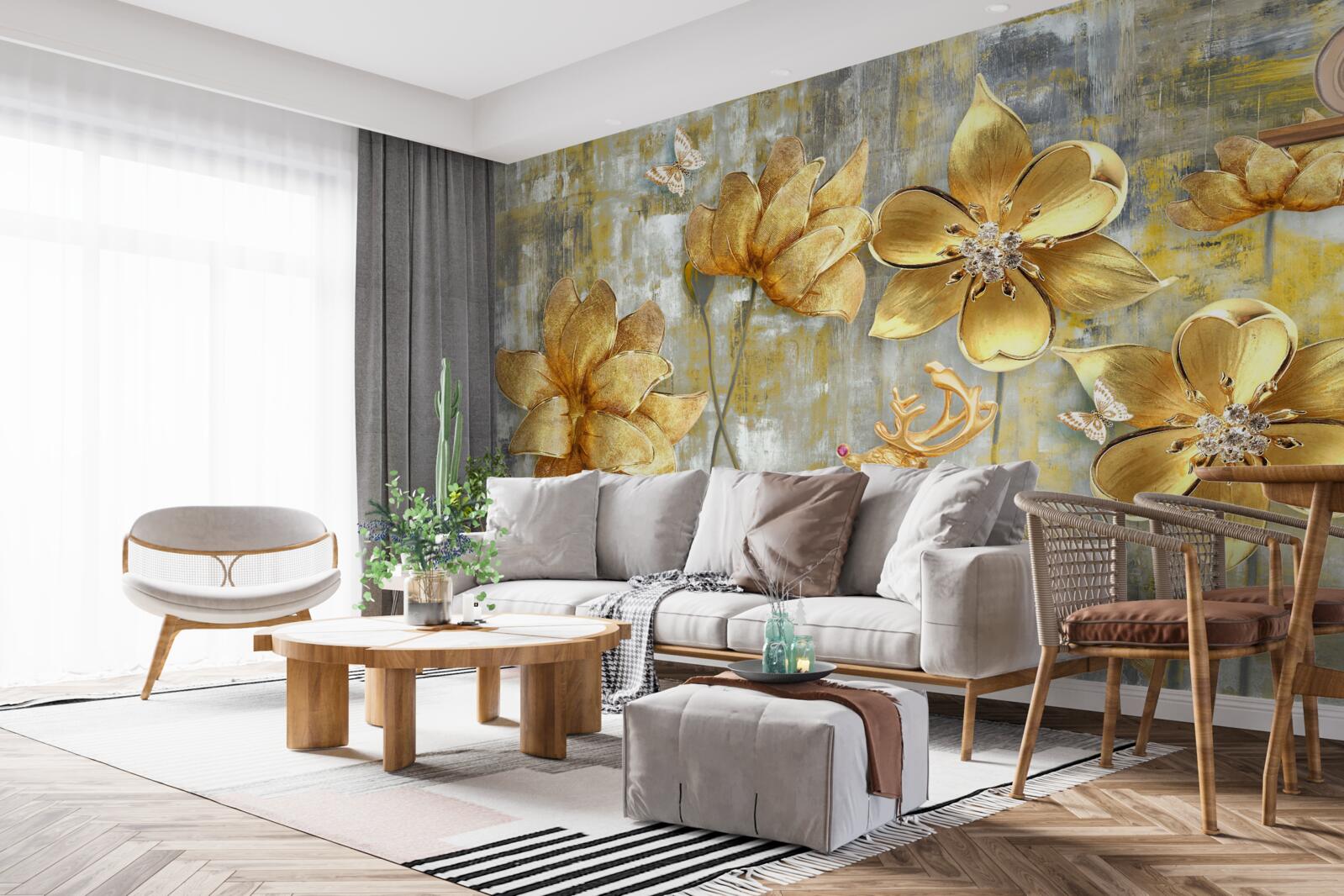 Fototapet mugurii aurii se deschid ca ploaia