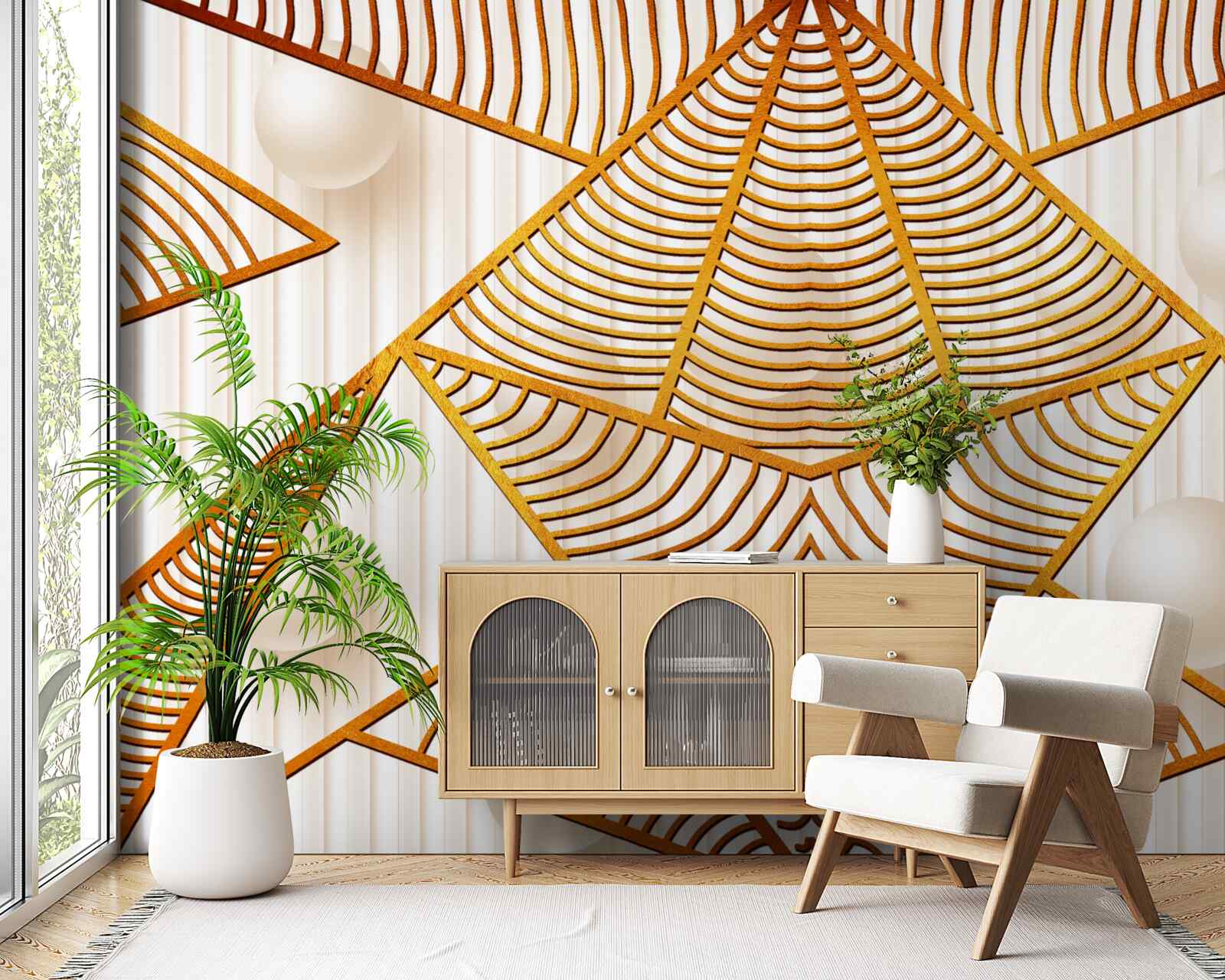 Fototapet model geometric auriu