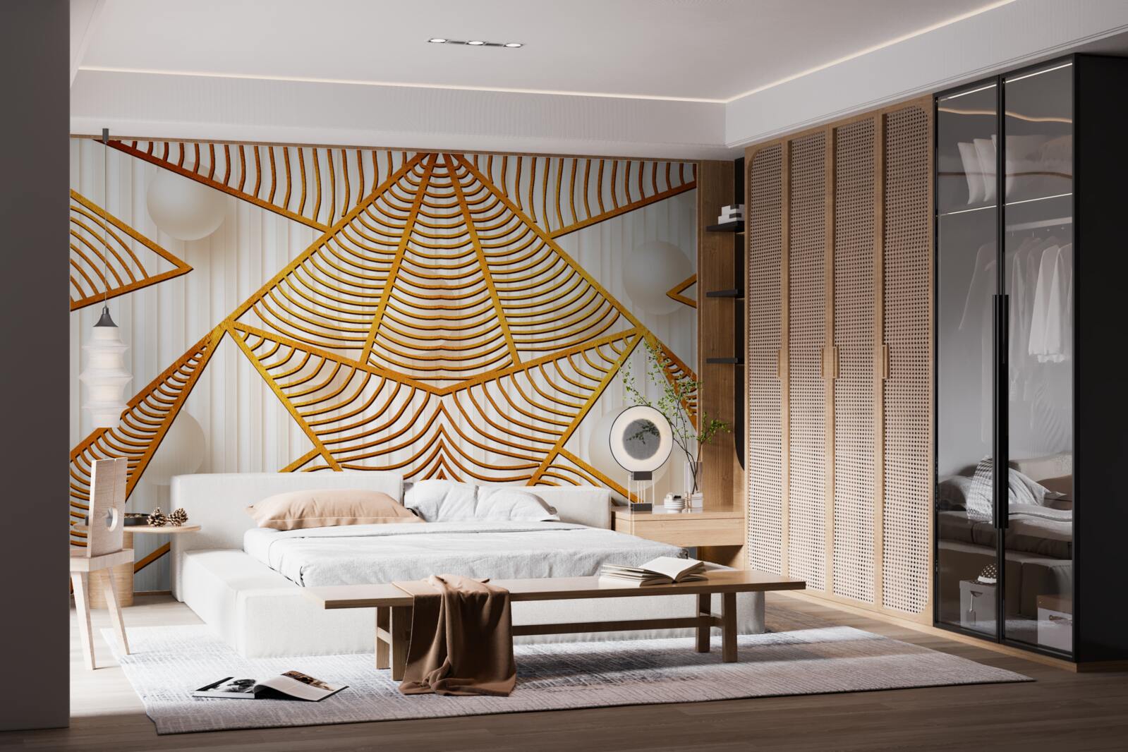 Fototapet model geometric auriu